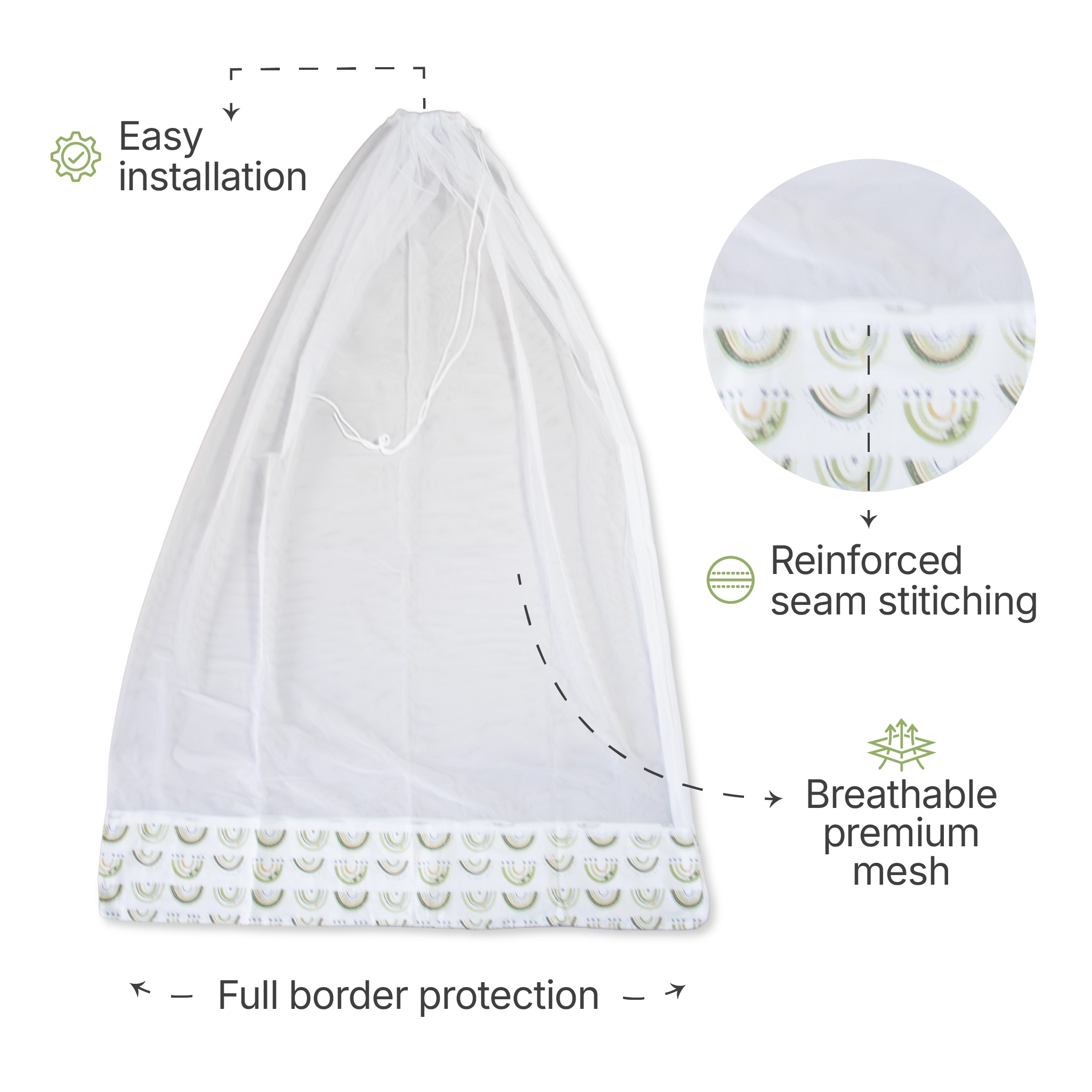 Premium Cotton Baby Hammock Cradle Cloth & Mosquito Net Combo Set (Breathable & Washable)