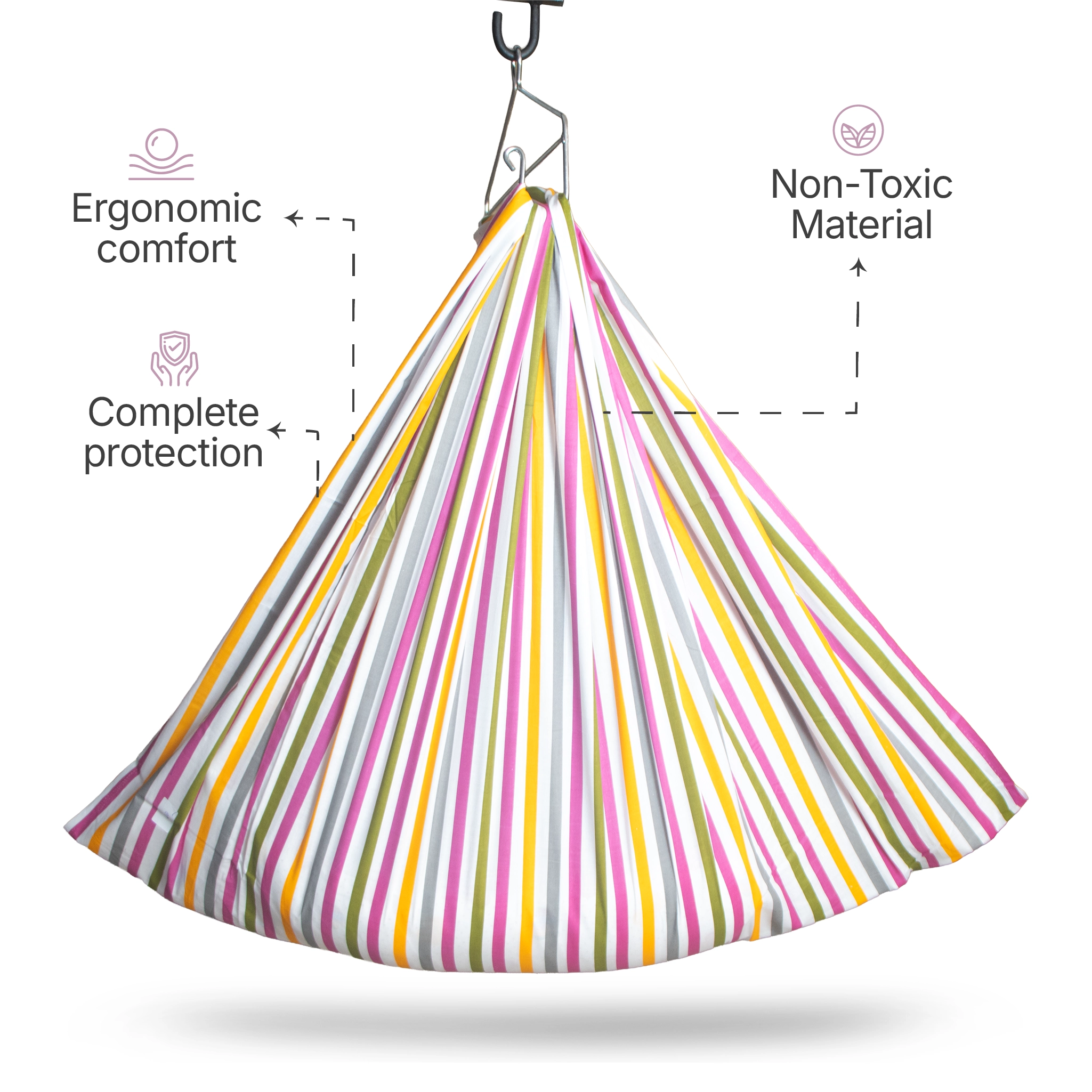 Premium Cotton Hammock Cradle Cloth | Breathable Striped Baby Swing Cradle Cloth(Pack of 1)