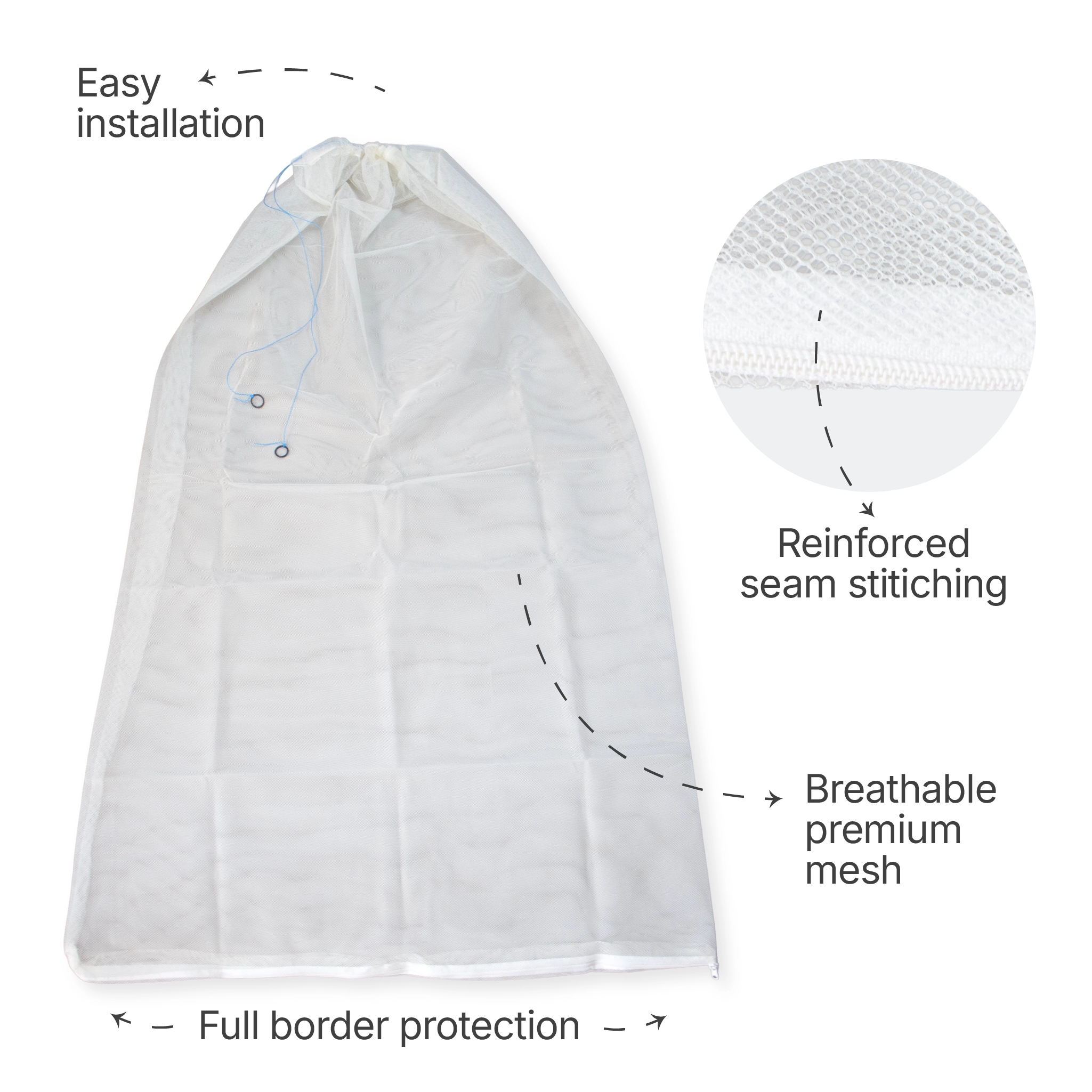 Breathable Baby Cradle Net with Zipper & Mosquito Protection