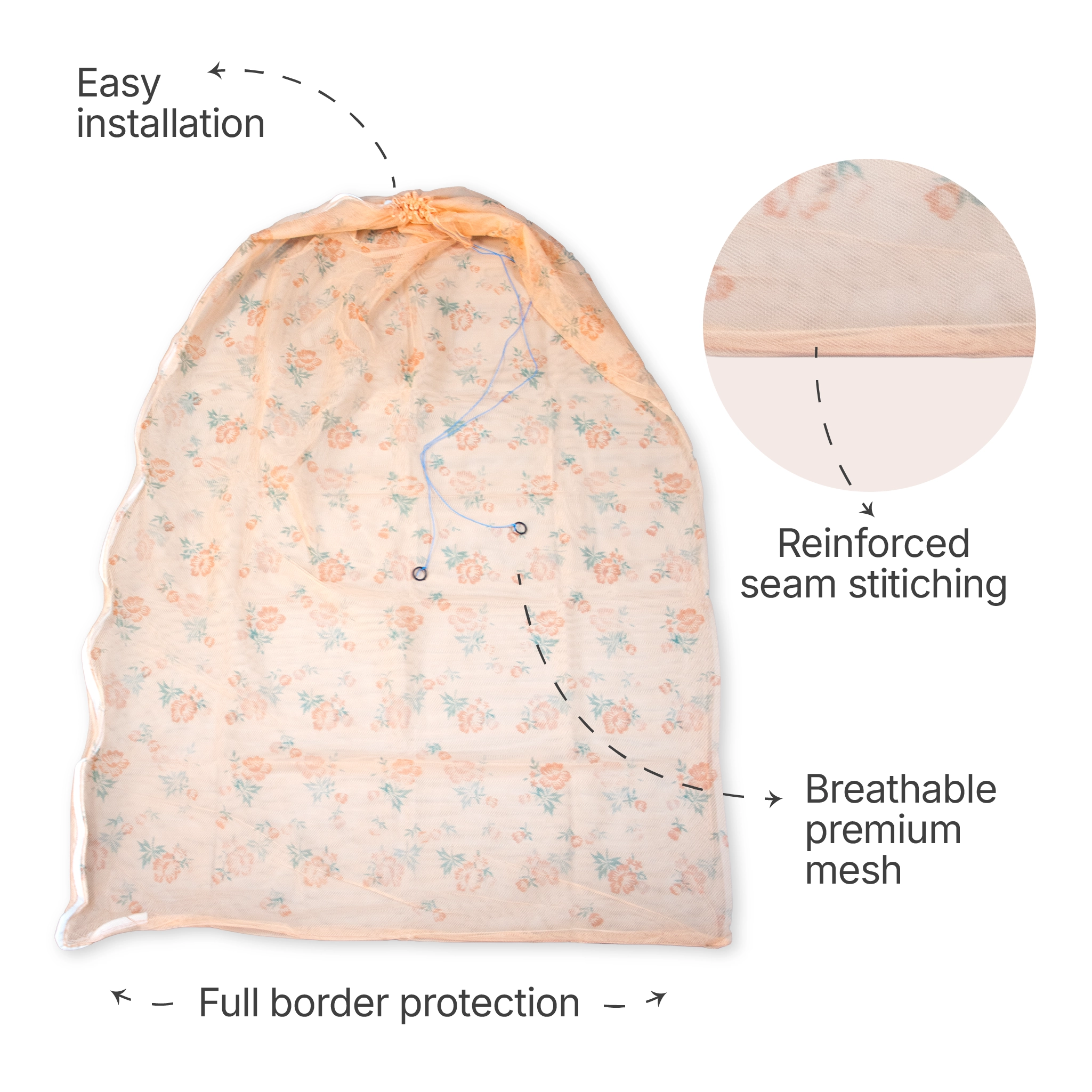 Breathable Mesh Cradle Net for Baby Hammock | Floral Print