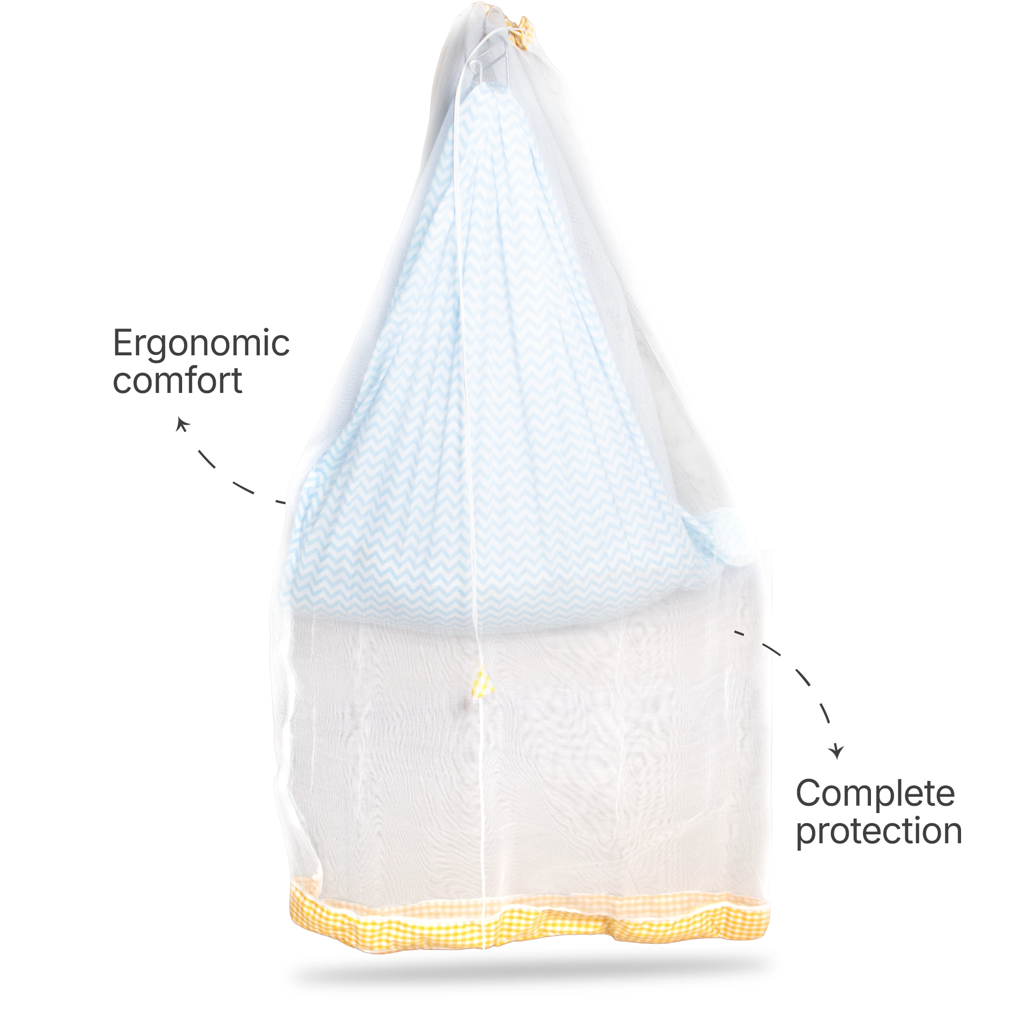 Premium Hanging Cradle Mosquito Net with Decorative Border & Hanging Stars