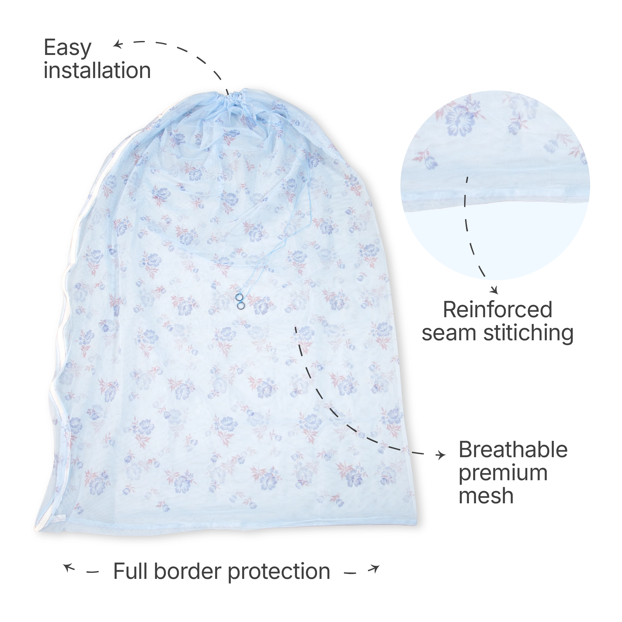 Breathable Mesh Cradle Net for Baby Hammock | Floral Print