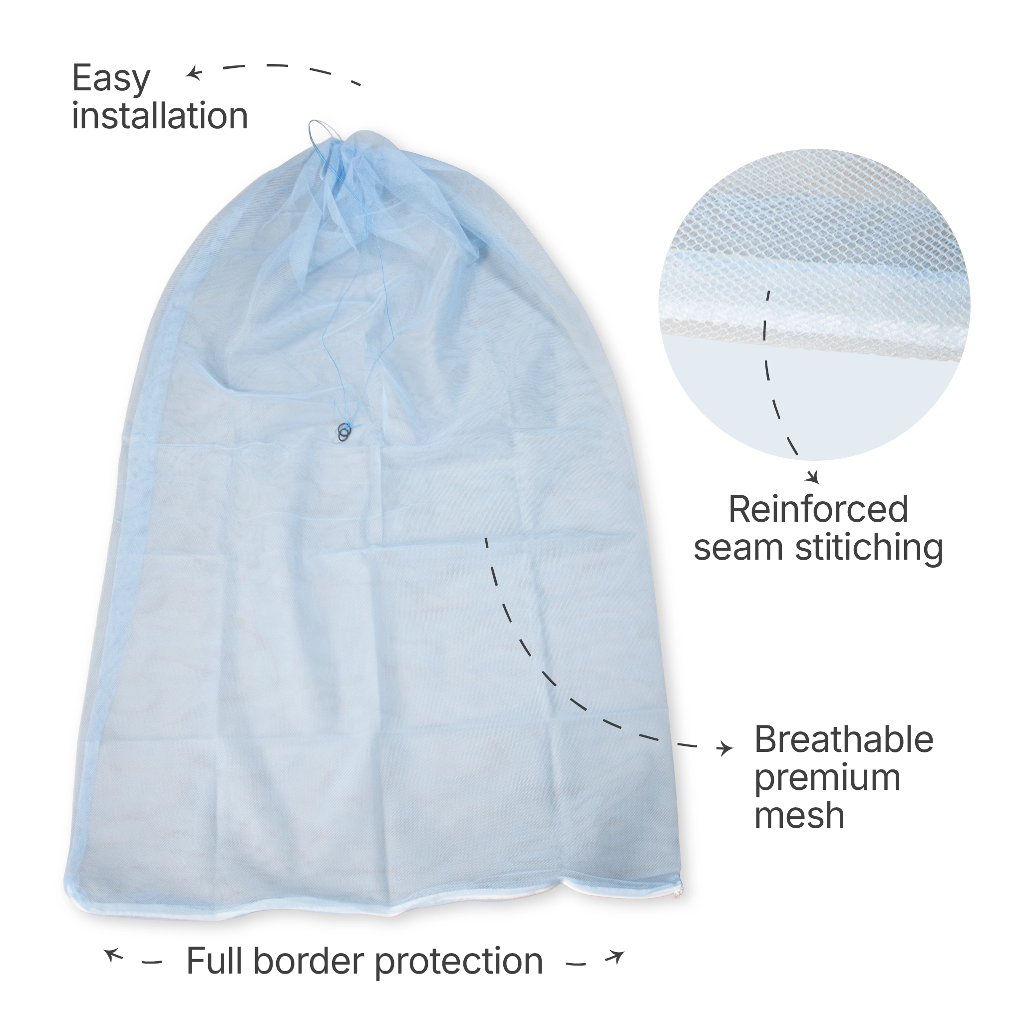 Breathable Baby Cradle Net with Zipper & Mosquito Protection