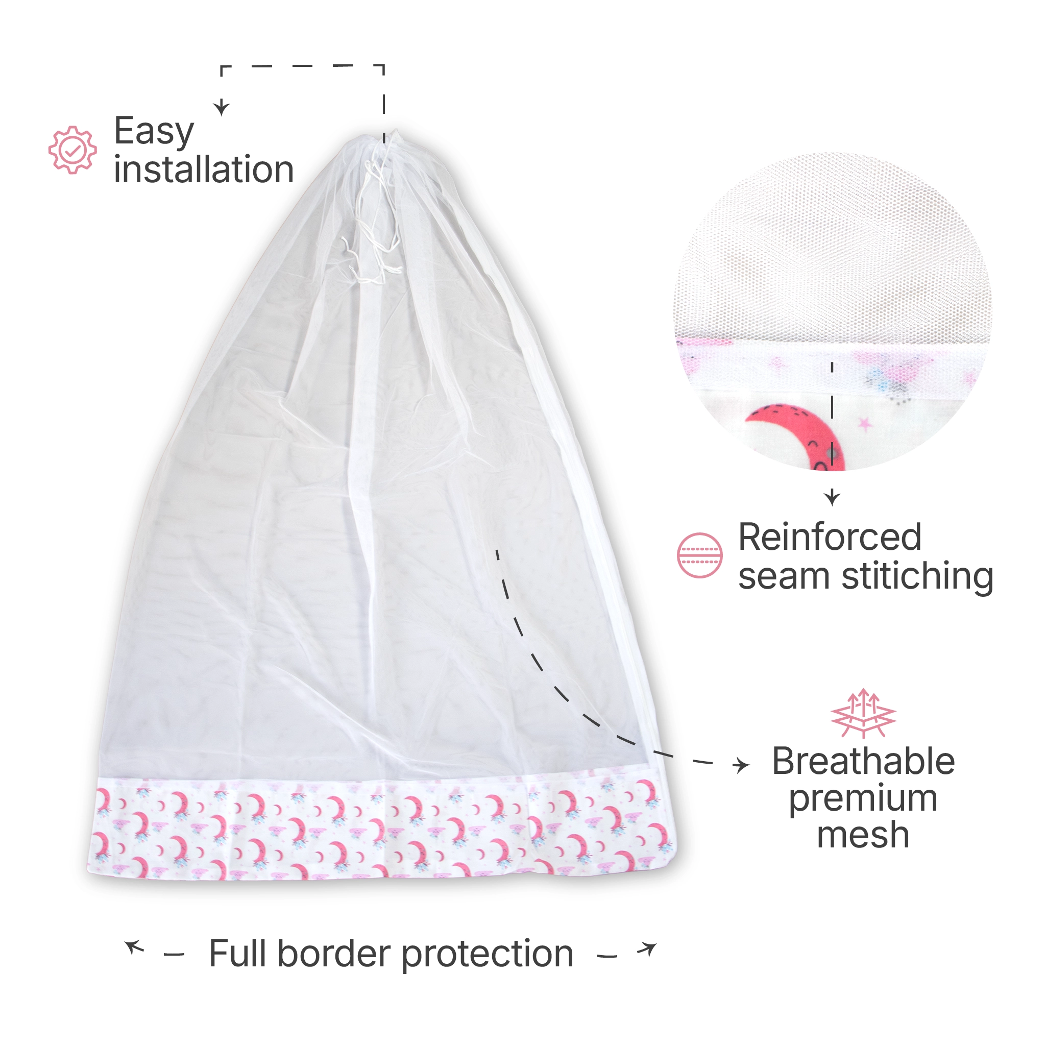 Premium Cotton Baby Hammock Cradle Cloth & Mosquito Net Combo Set (Breathable & Washable)