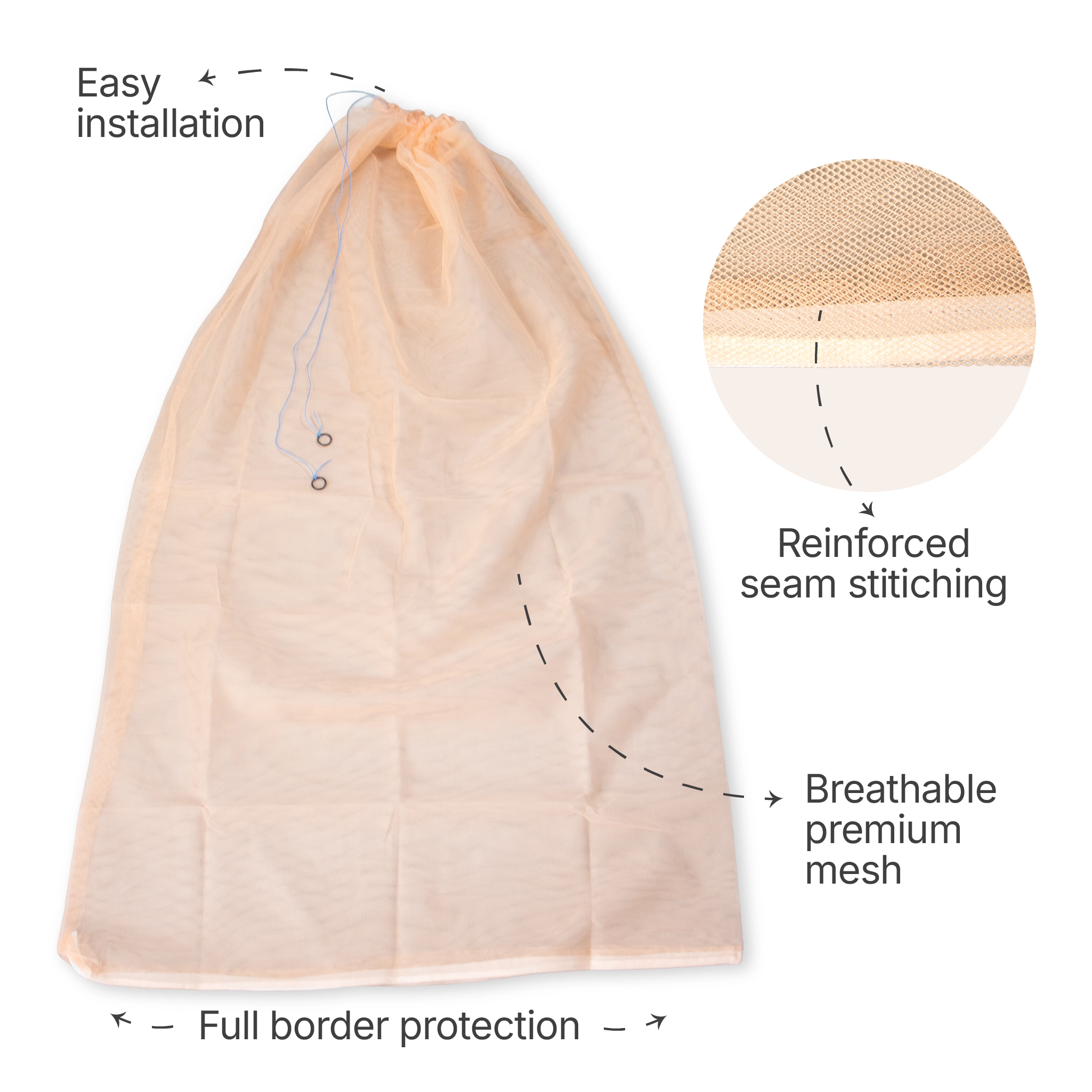 Breathable Baby Cradle Net with Zipper & Mosquito Protection