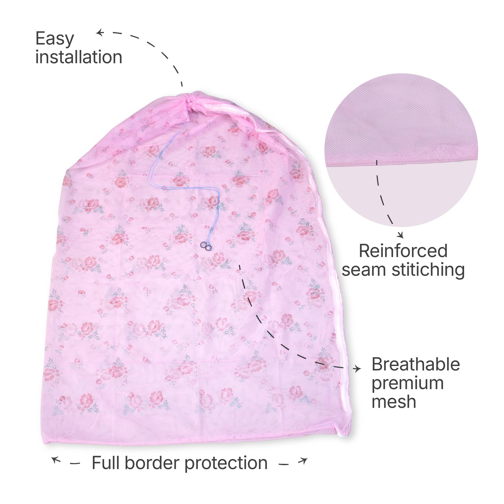 Breathable Mesh Cradle Net for Baby Hammock | Floral Print