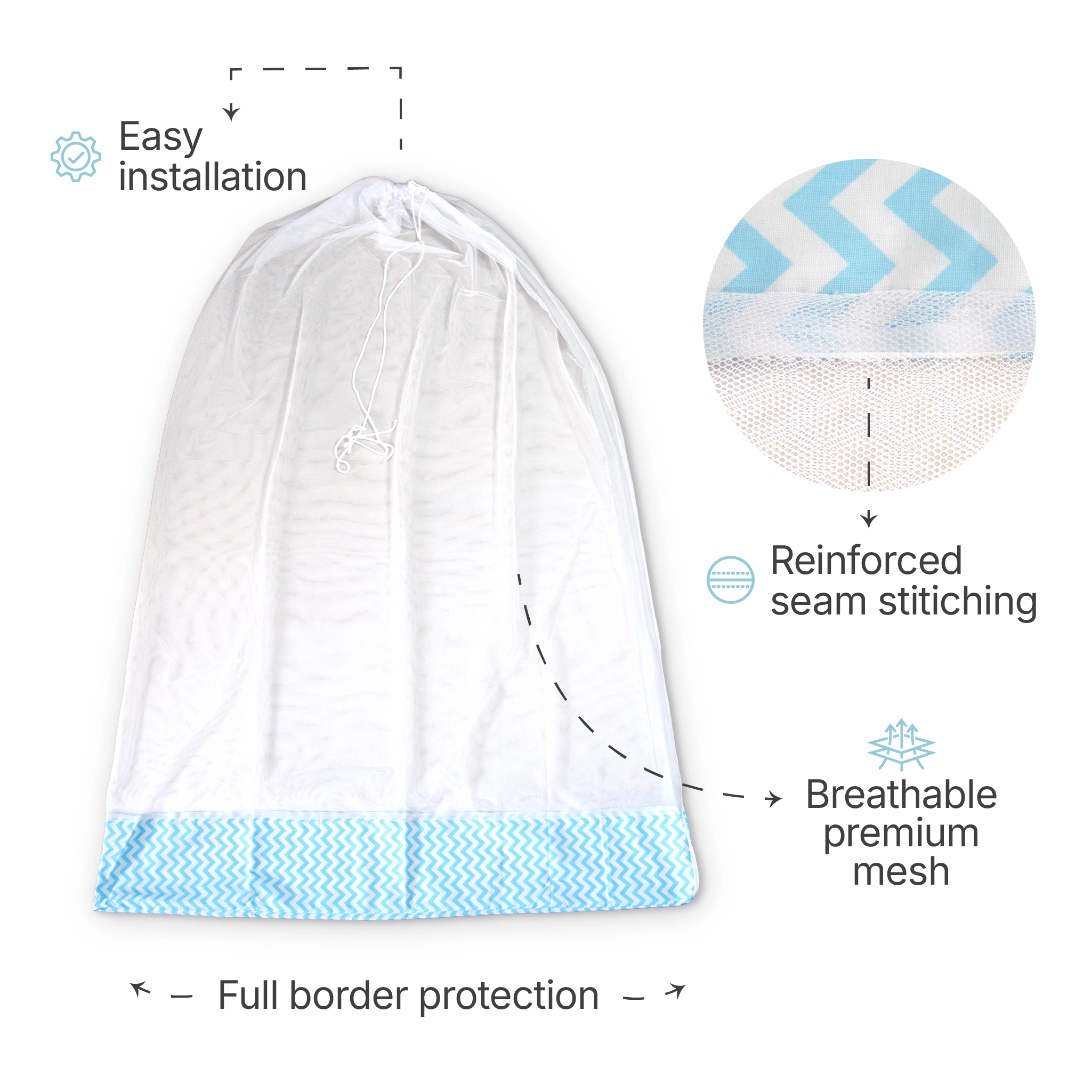 Premium Cotton Baby Hammock Cradle Cloth & Mosquito Net Combo Set (Breathable & Washable)