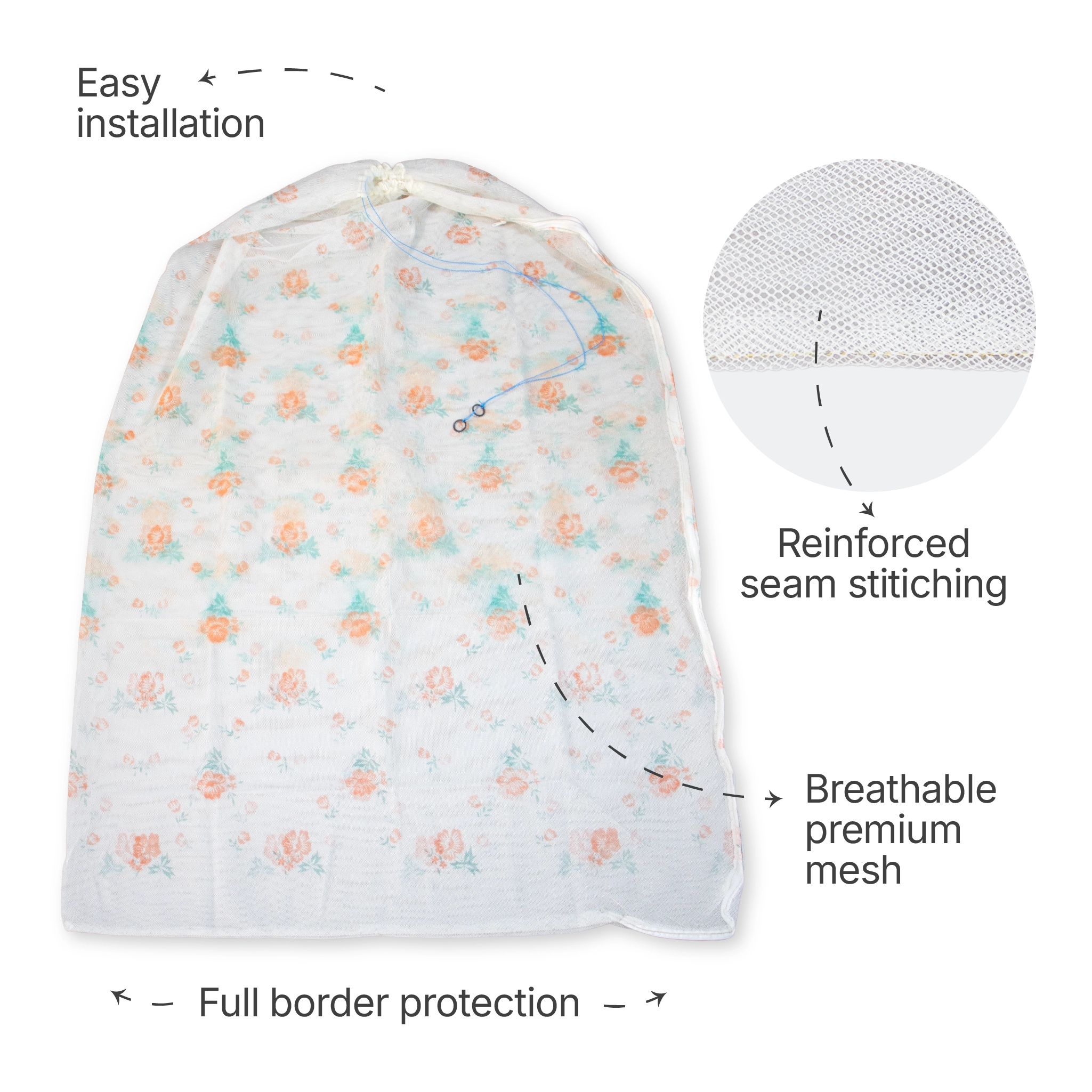 Breathable Mesh Cradle Net for Baby Hammock | Floral Print