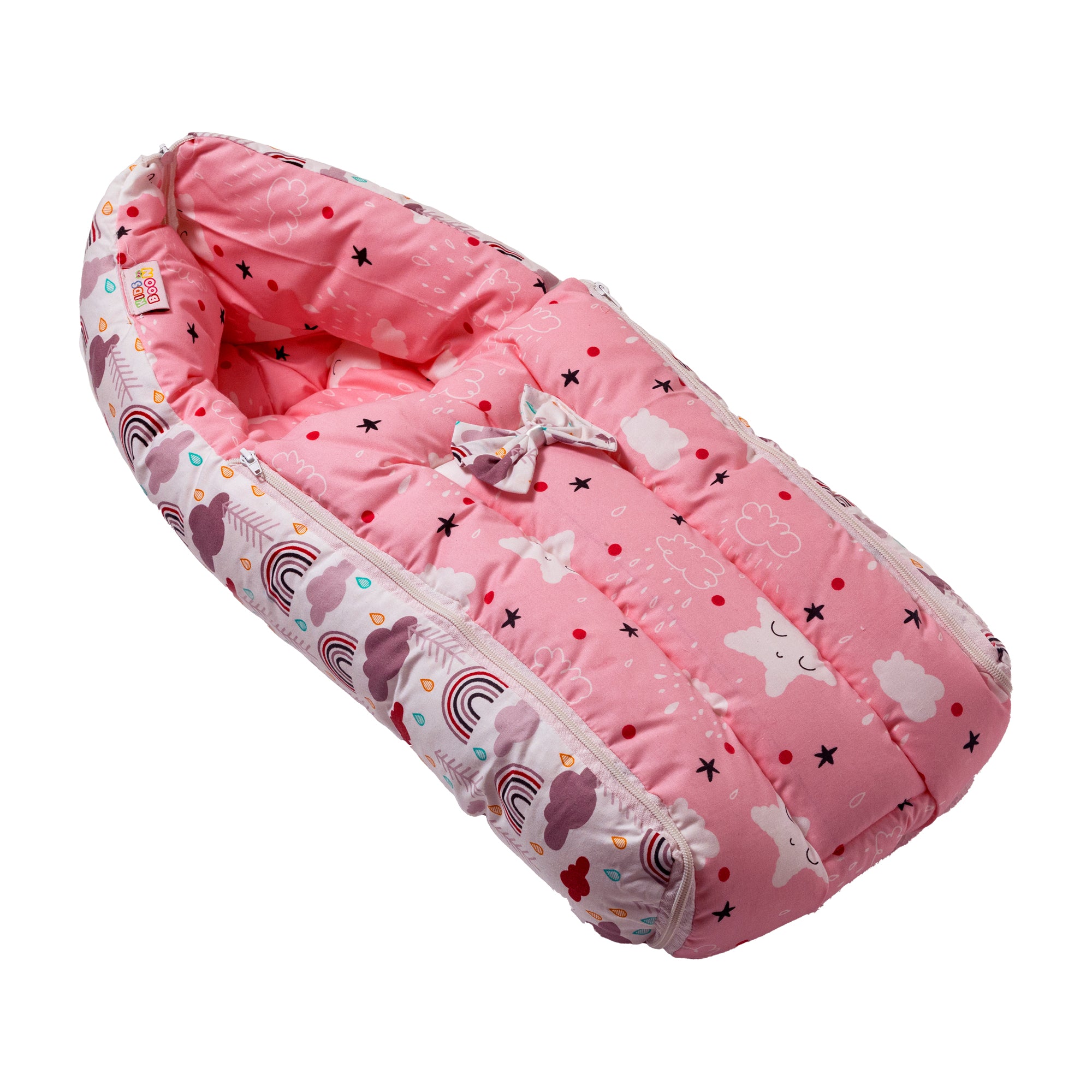 Kids Boon 3-in-1 Baby Carry Bed & Sleeping Bag - Soft Pink Newborn Travel Nest