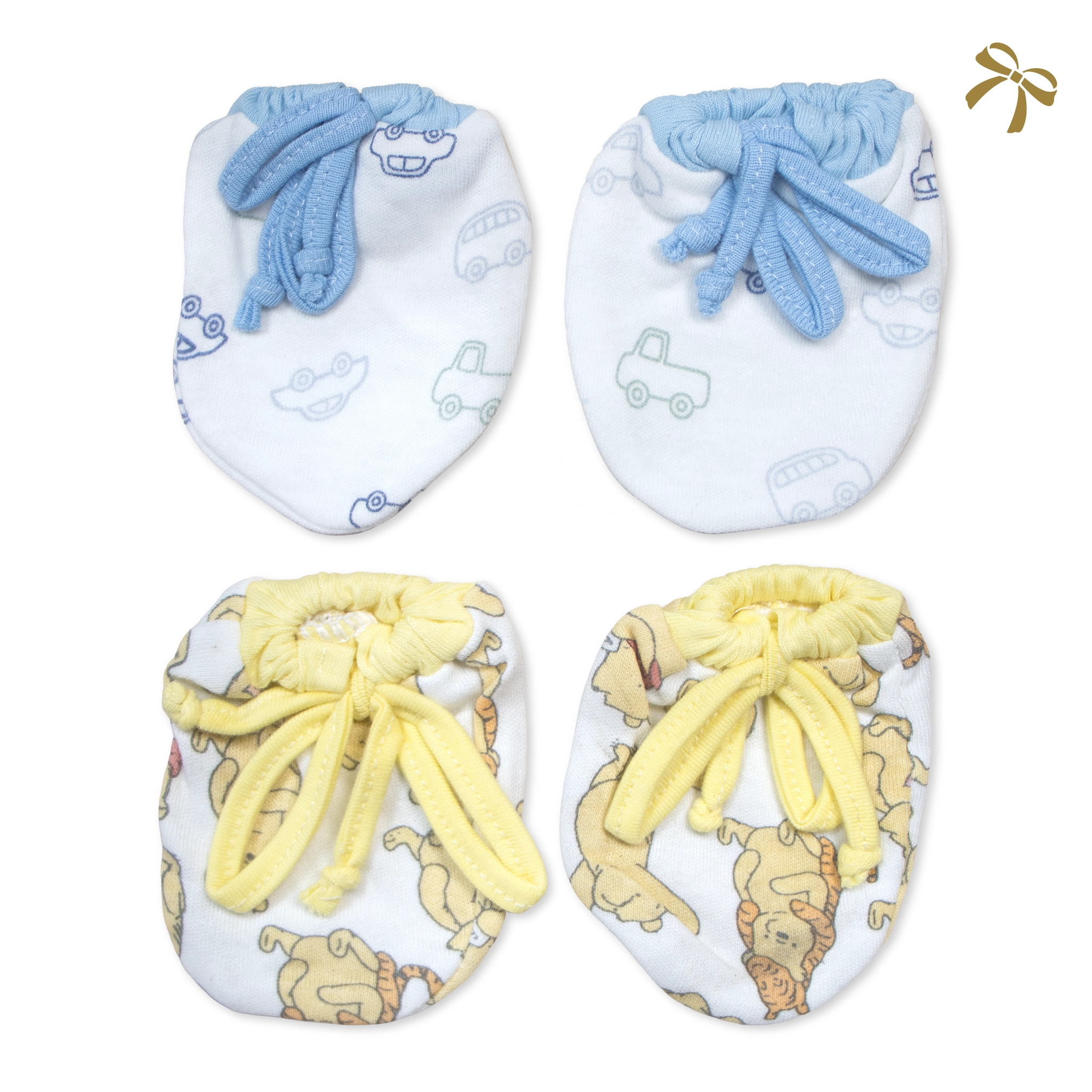 Ultra-Soft 100% Cotton Baby Mittens Set | Anti-Scratch Newborn Mittens (2-Pair Pack)