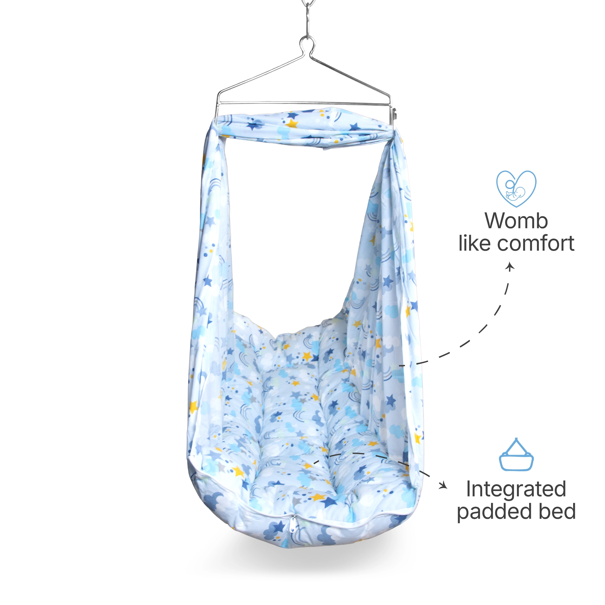 Premium Baby Hammock Cradle Combo | Attached Bed & Protective Mosquito Net