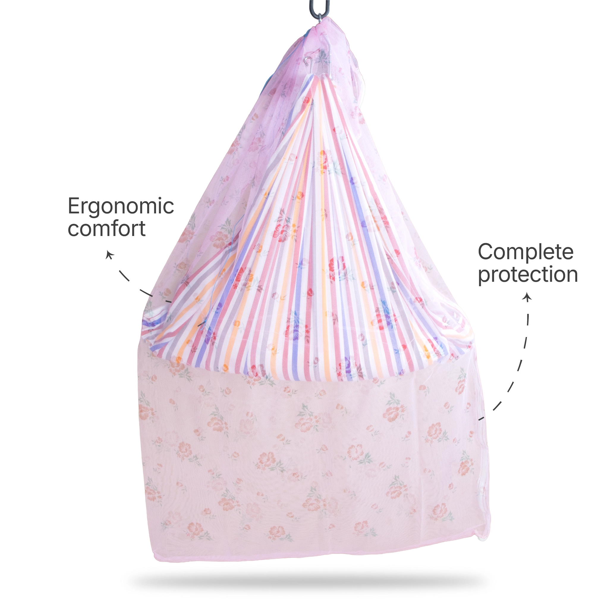 Breathable Mesh Cradle Net for Baby Hammock | Floral Print