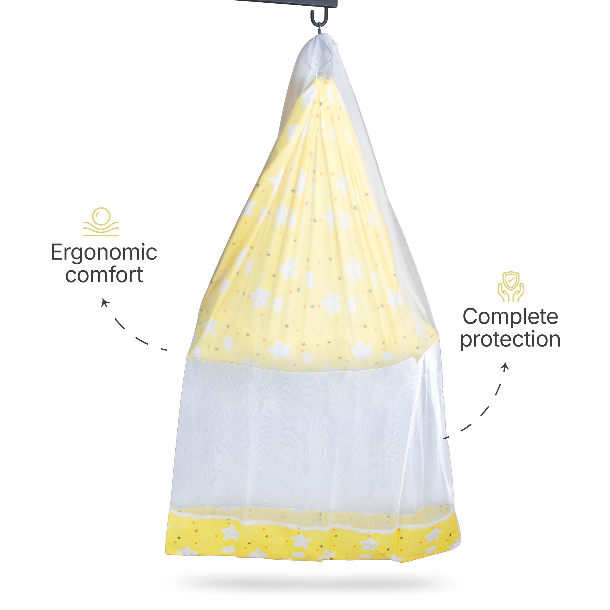 Premium Cotton Baby Hammock Cradle Cloth & Mosquito Net Combo Set (Breathable & Washable)
