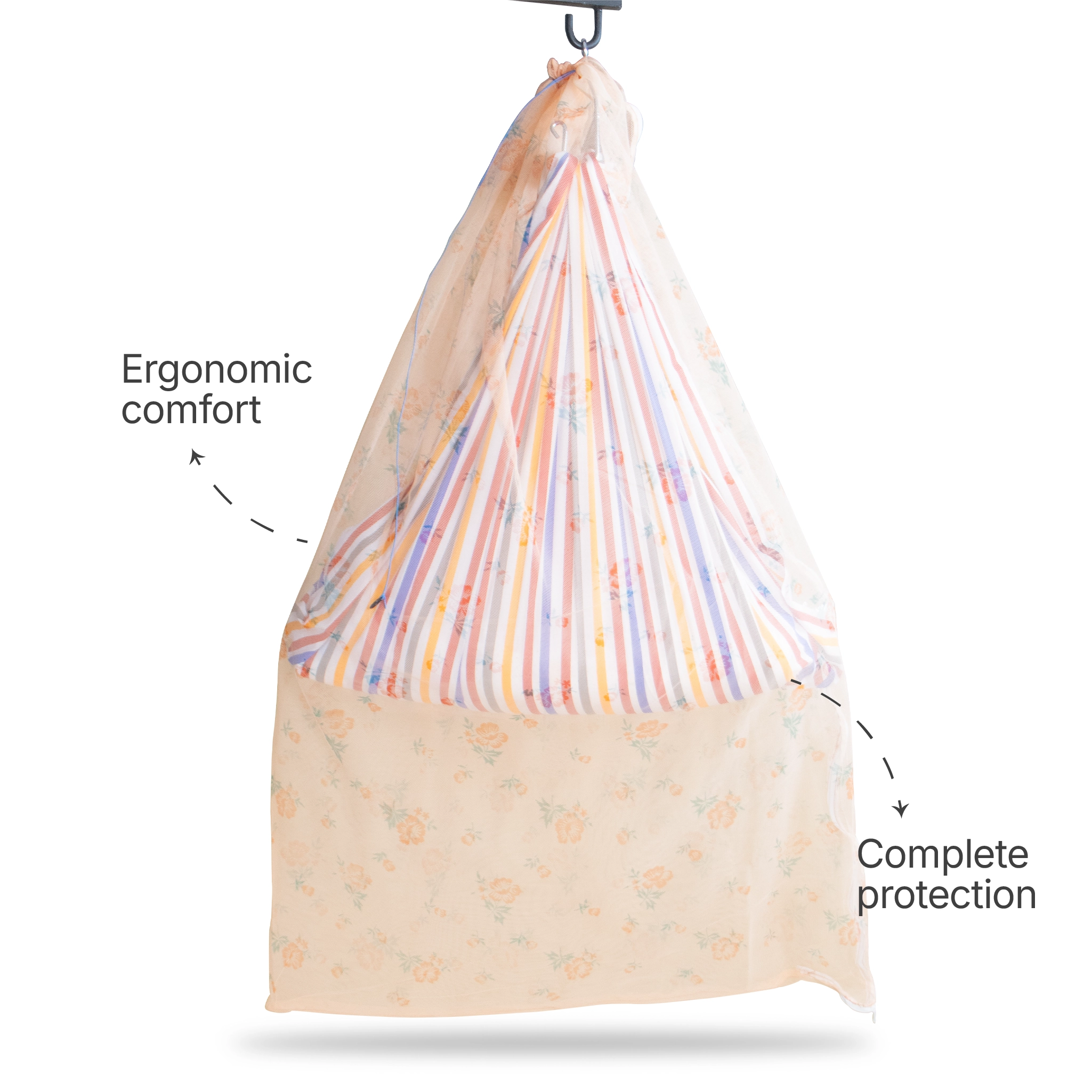 Breathable Mesh Cradle Net for Baby Hammock | Floral Print
