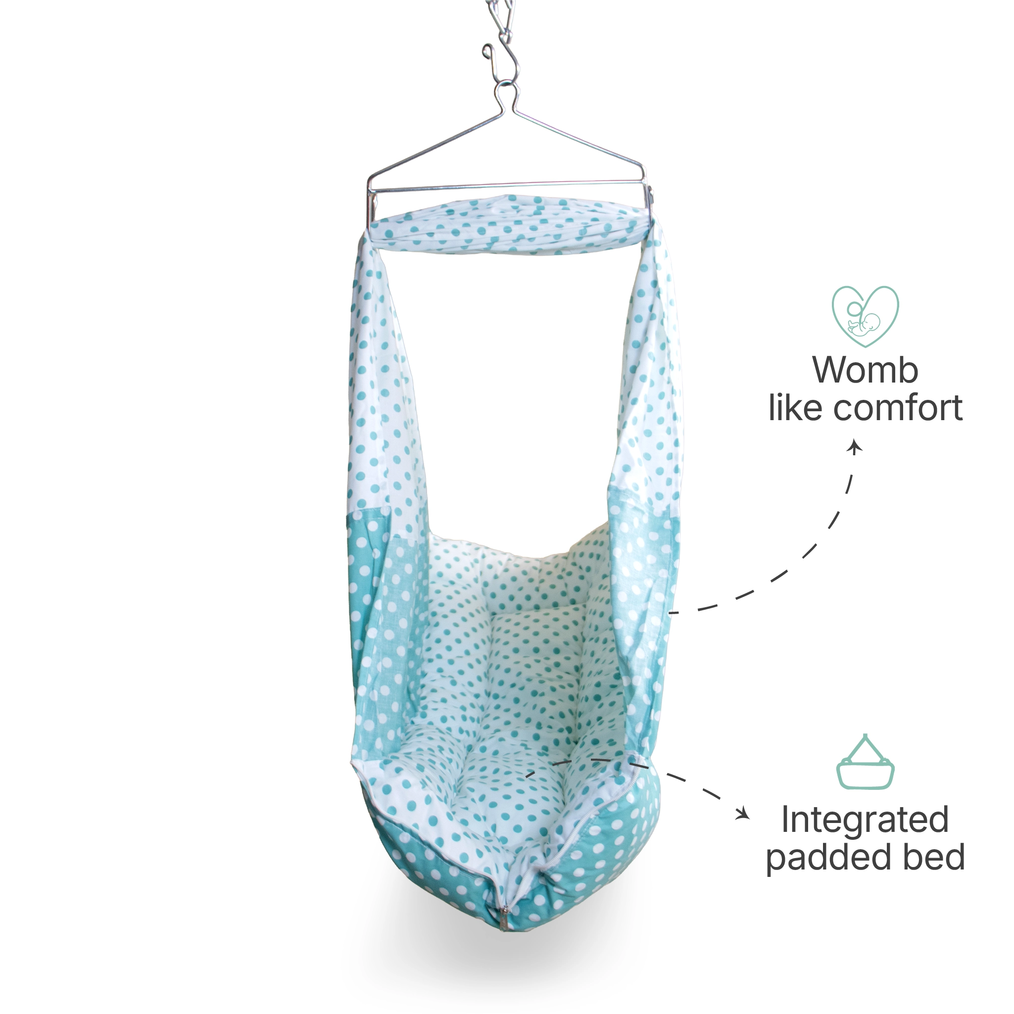 Premium Baby Hammock Cradle Combo | Attached Bed & Protective Mosquito Net