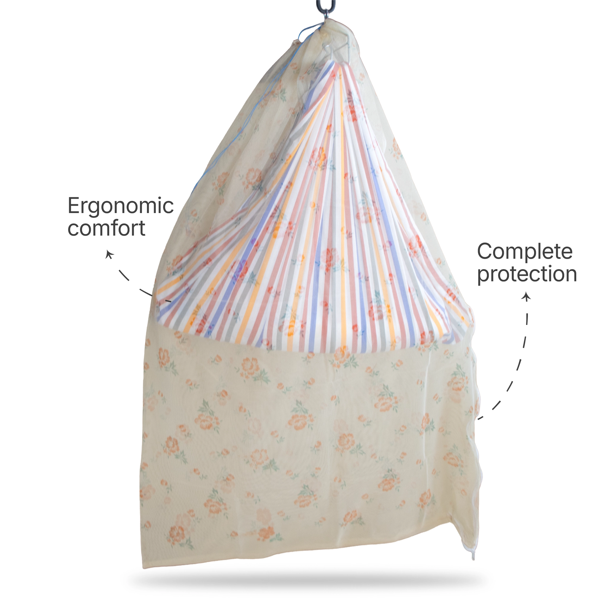 Breathable Mesh Cradle Net for Baby Hammock | Floral Print