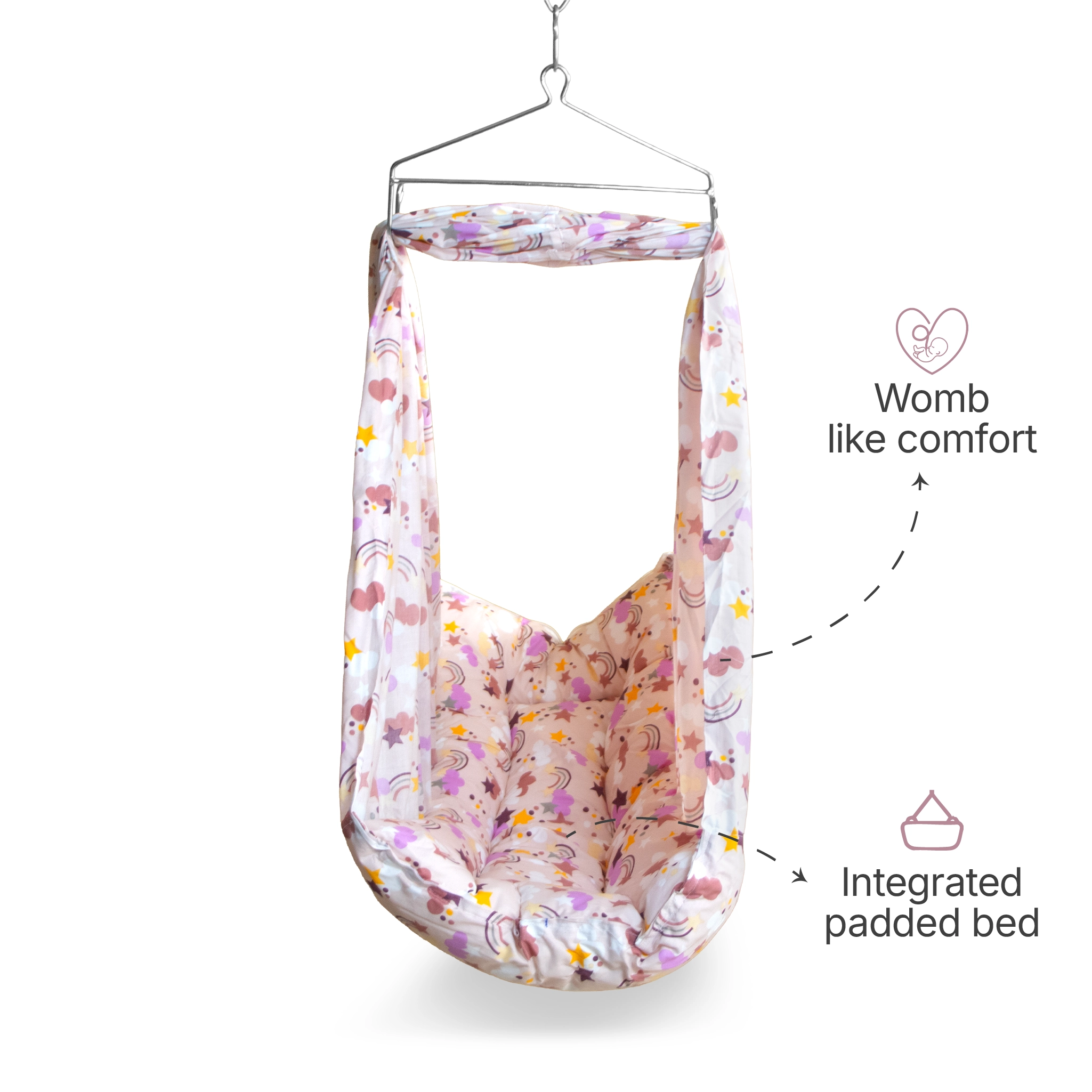 Premium Baby Hammock Cradle Combo | Attached Bed & Protective Mosquito Net