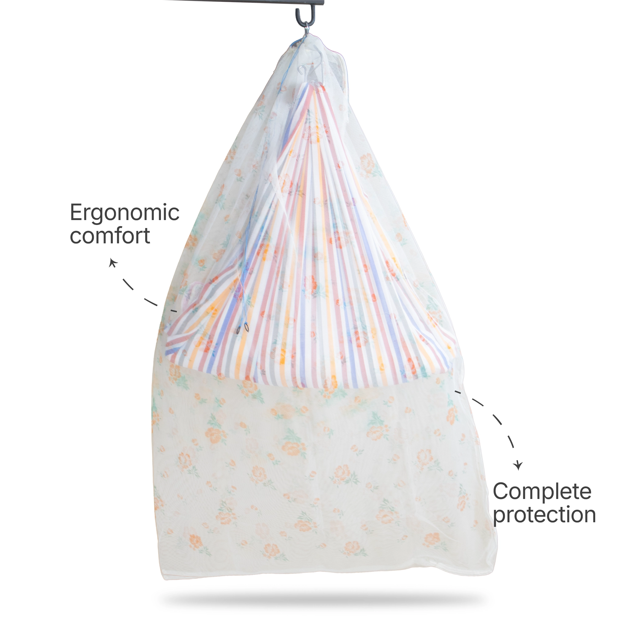 Breathable Mesh Cradle Net for Baby Hammock | Floral Print