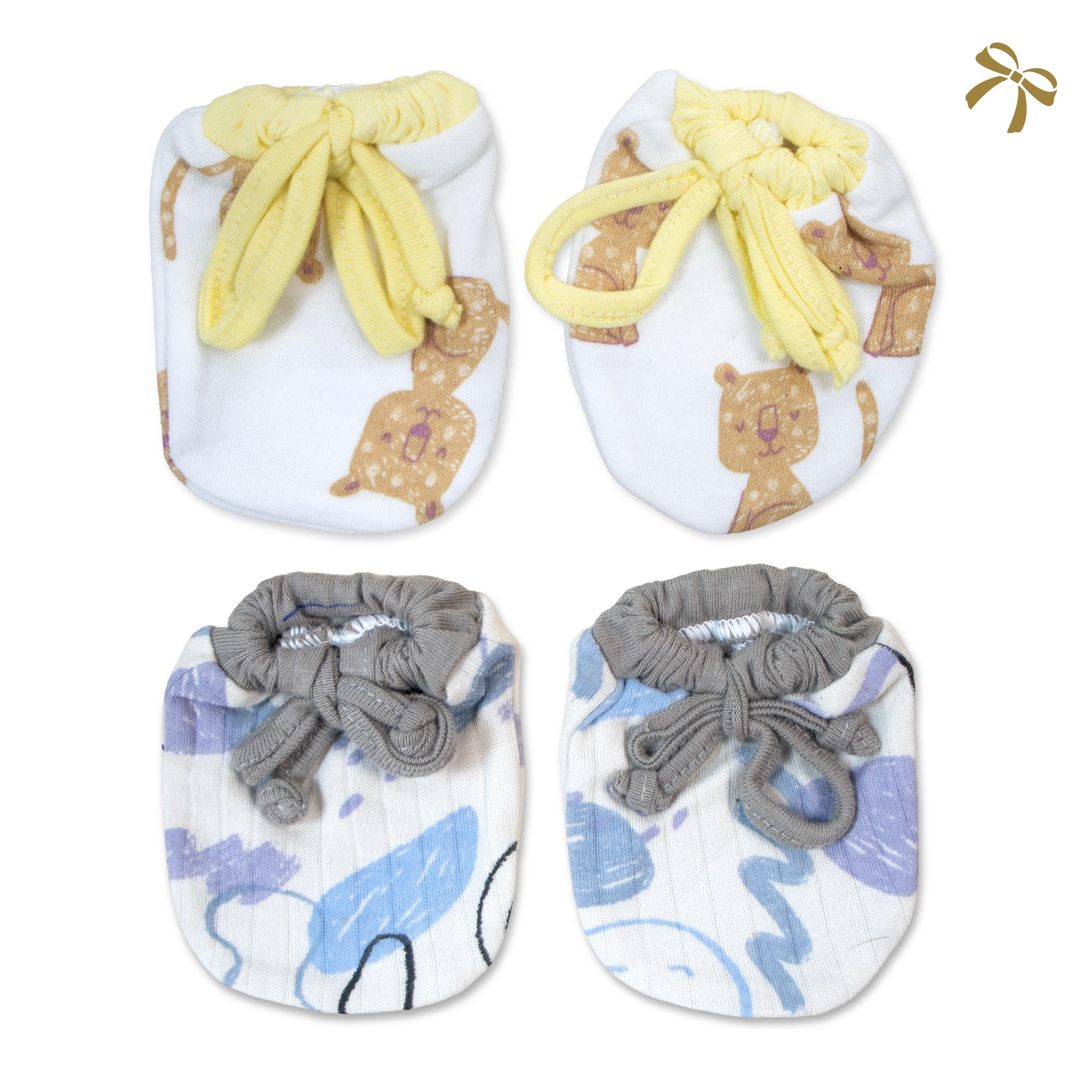 Ultra-Soft 100% Cotton Baby Mittens Set | Anti-Scratch Newborn Mittens (2-Pair Pack)