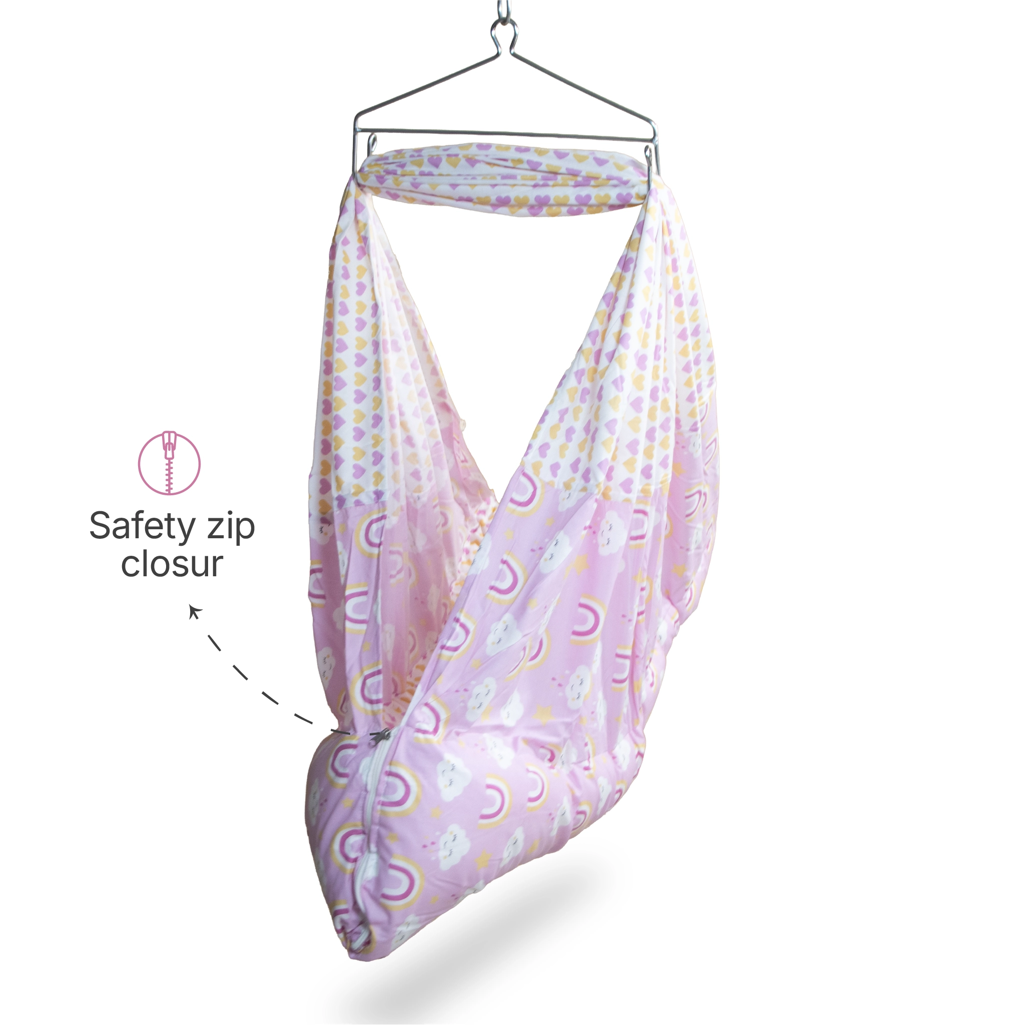 Premium Baby Hammock Cradle Combo | Attached Bed & Protective Mosquito Net