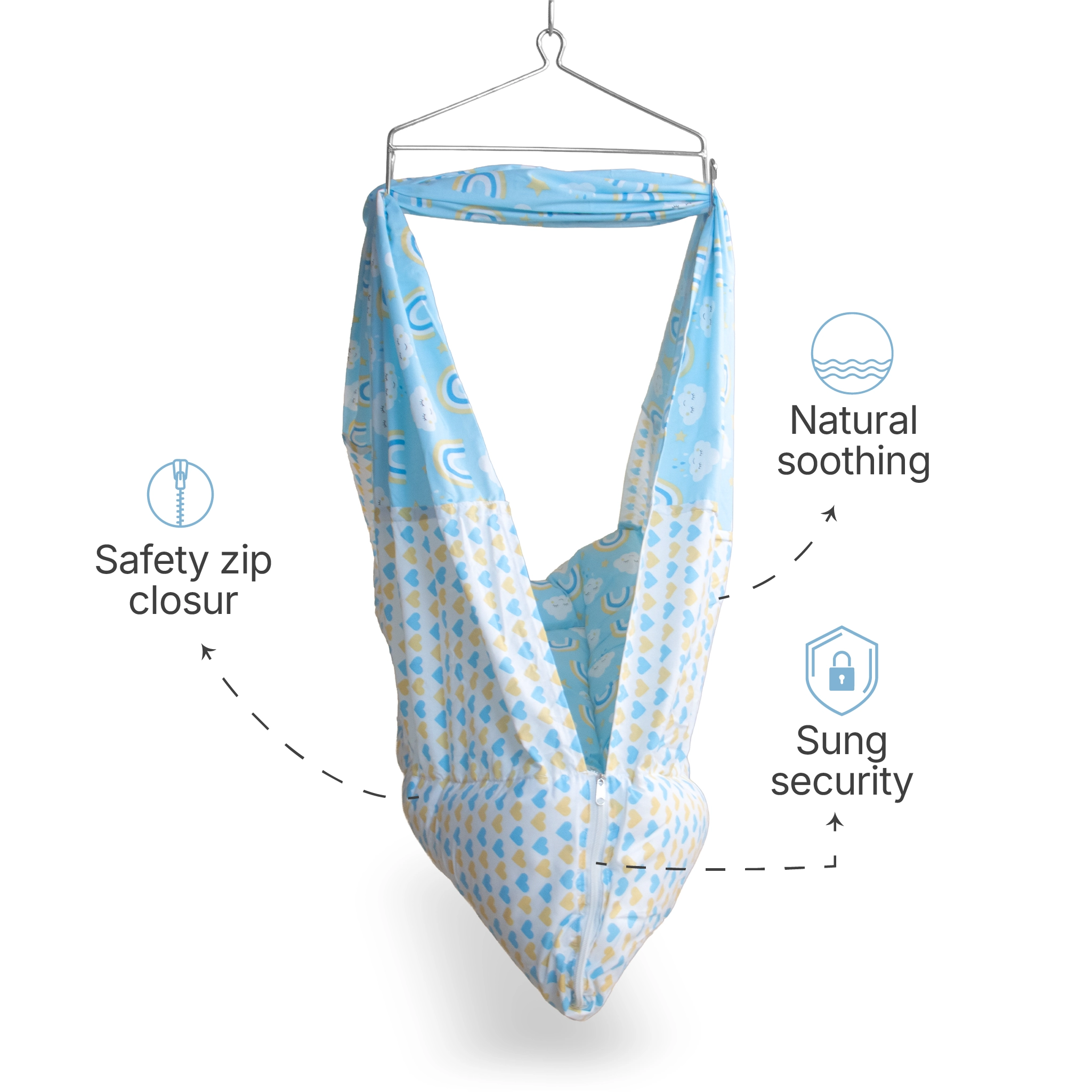 Premium Baby Hammock Cradle Combo | Attached Bed & Protective Mosquito Net