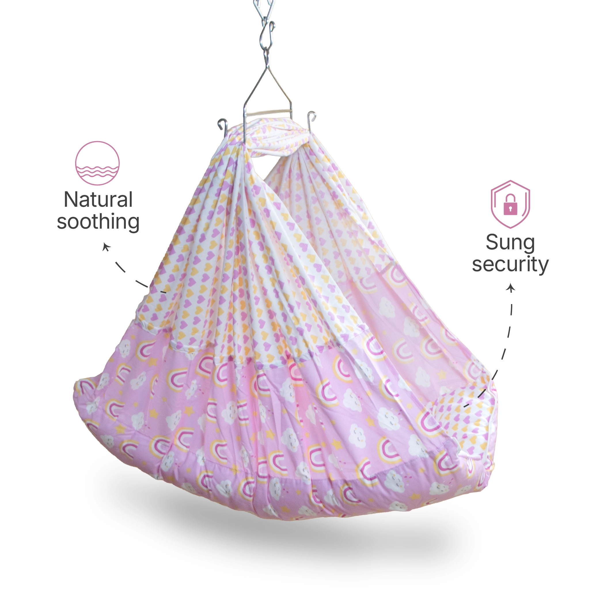 Premium Baby Hammock Cradle Combo | Attached Bed & Protective Mosquito Net