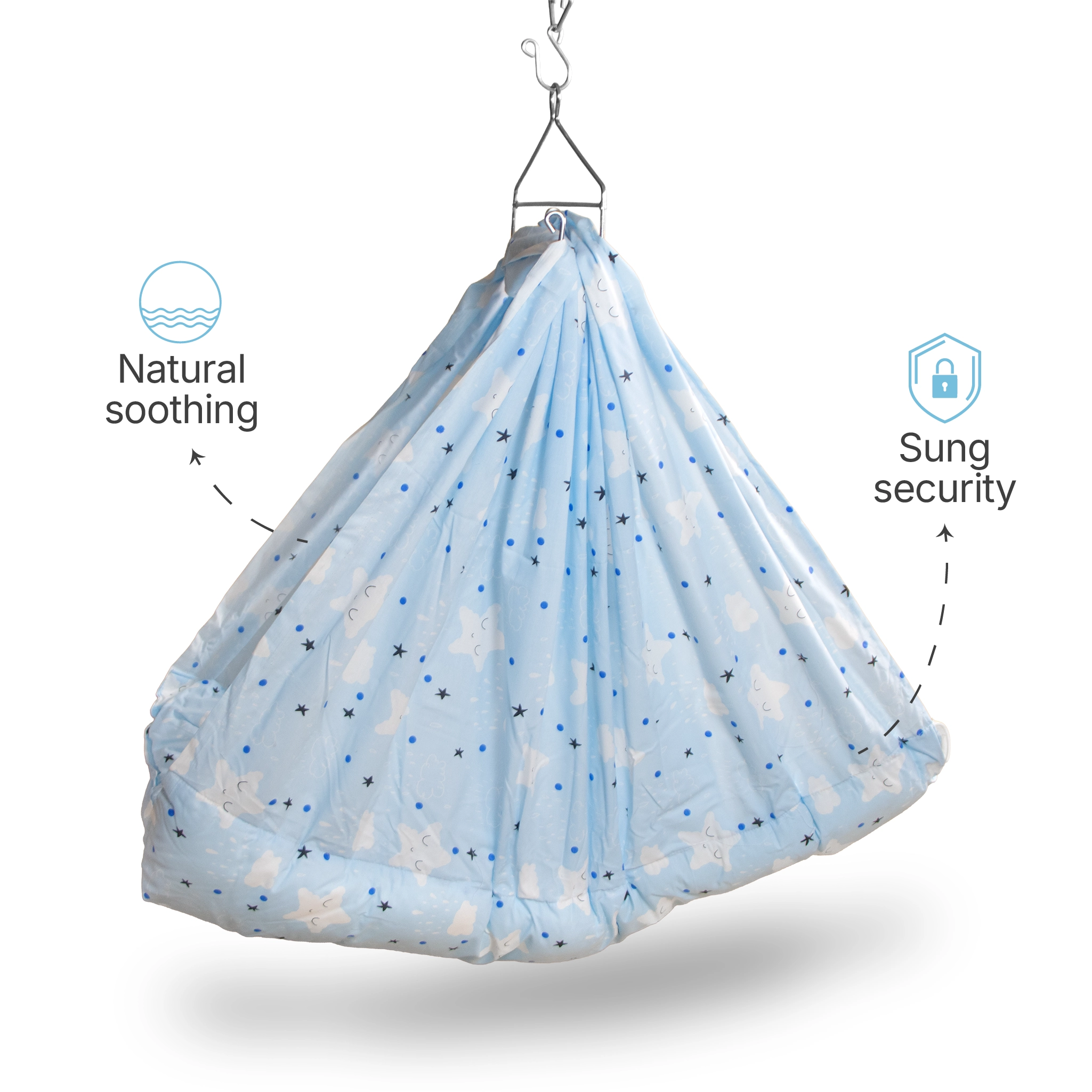 Premium Baby Hammock Cradle Combo | Attached Bed & Protective Mosquito Net