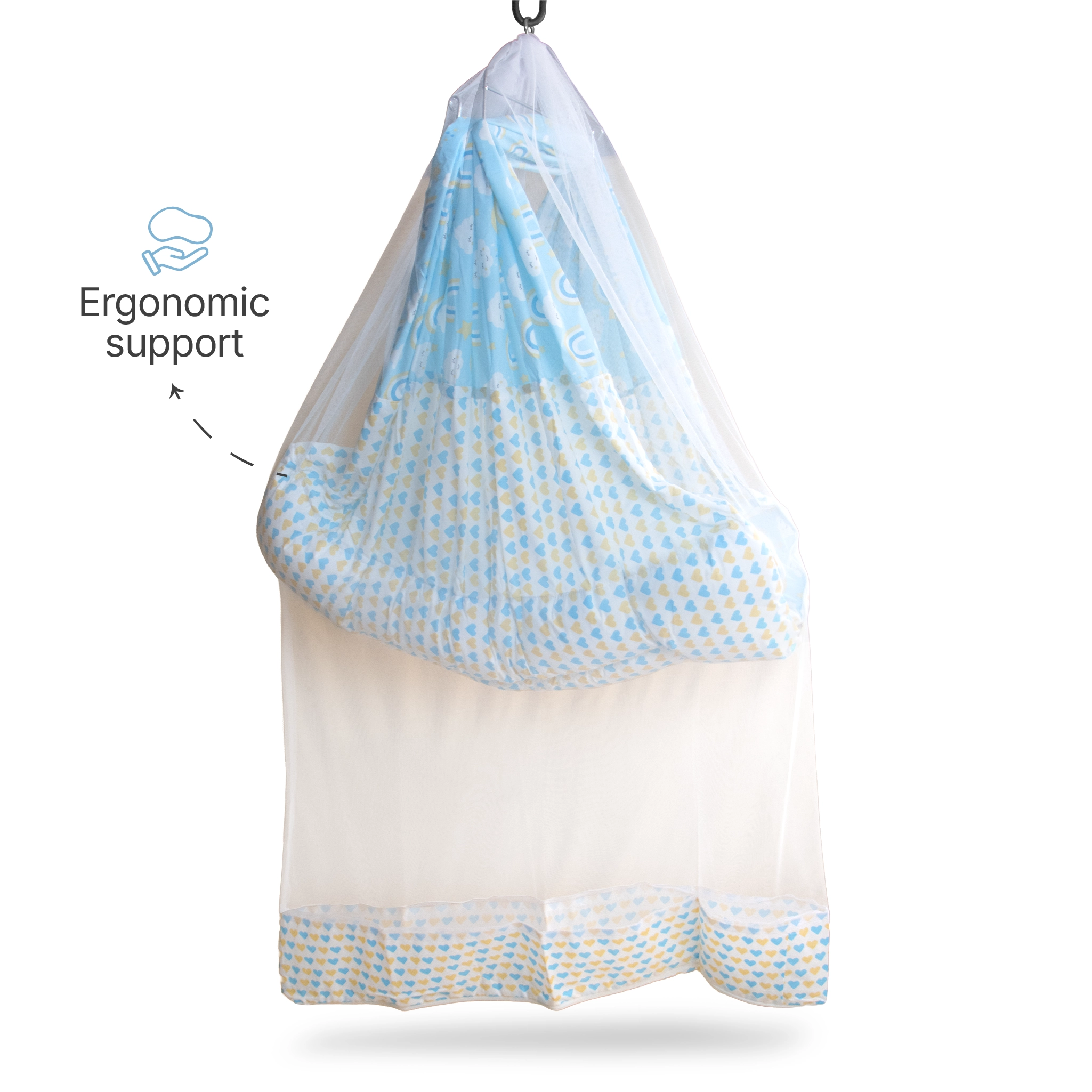Premium Baby Hammock Cradle Combo | Attached Bed & Protective Mosquito Net