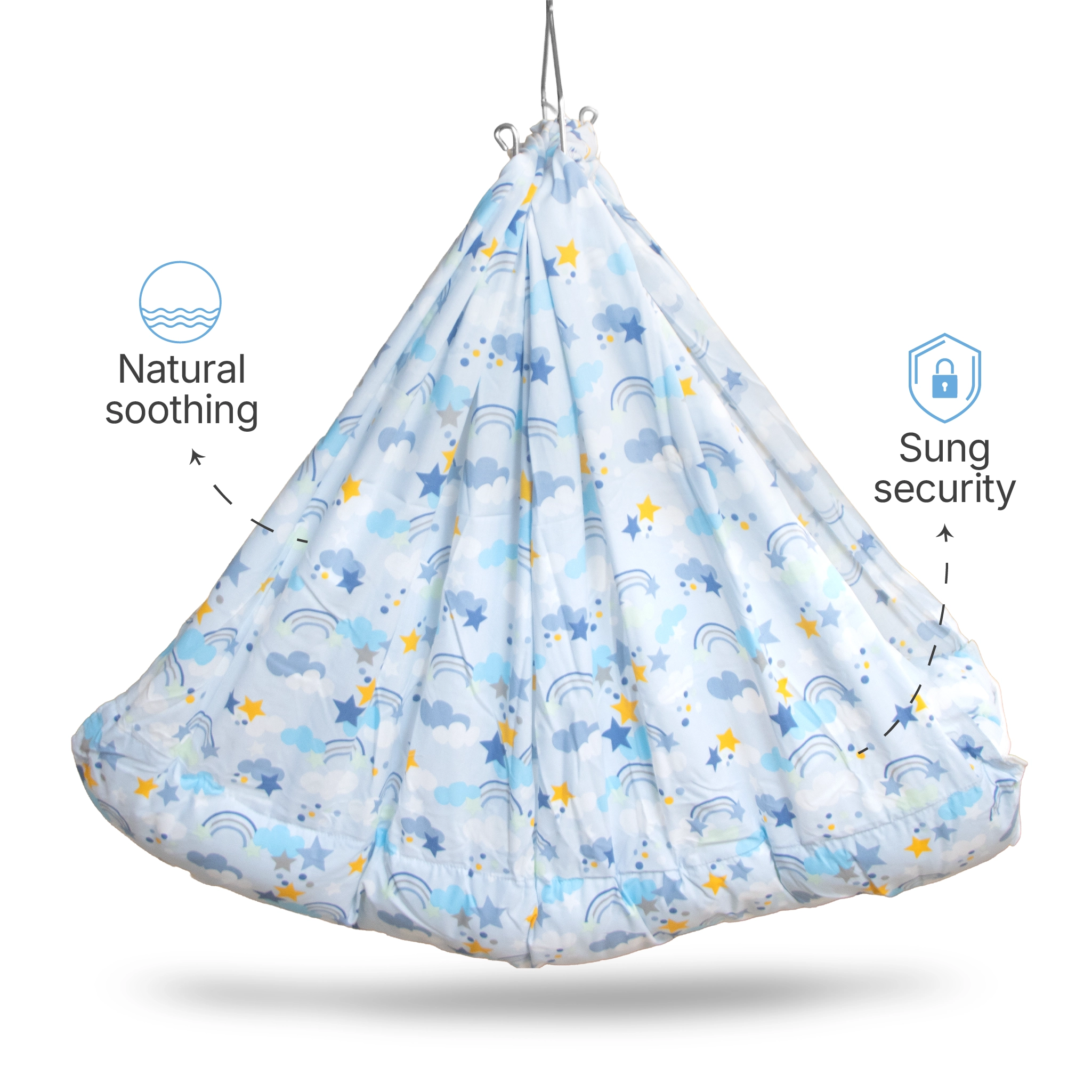 Premium Baby Hammock Cradle Combo | Attached Bed & Protective Mosquito Net