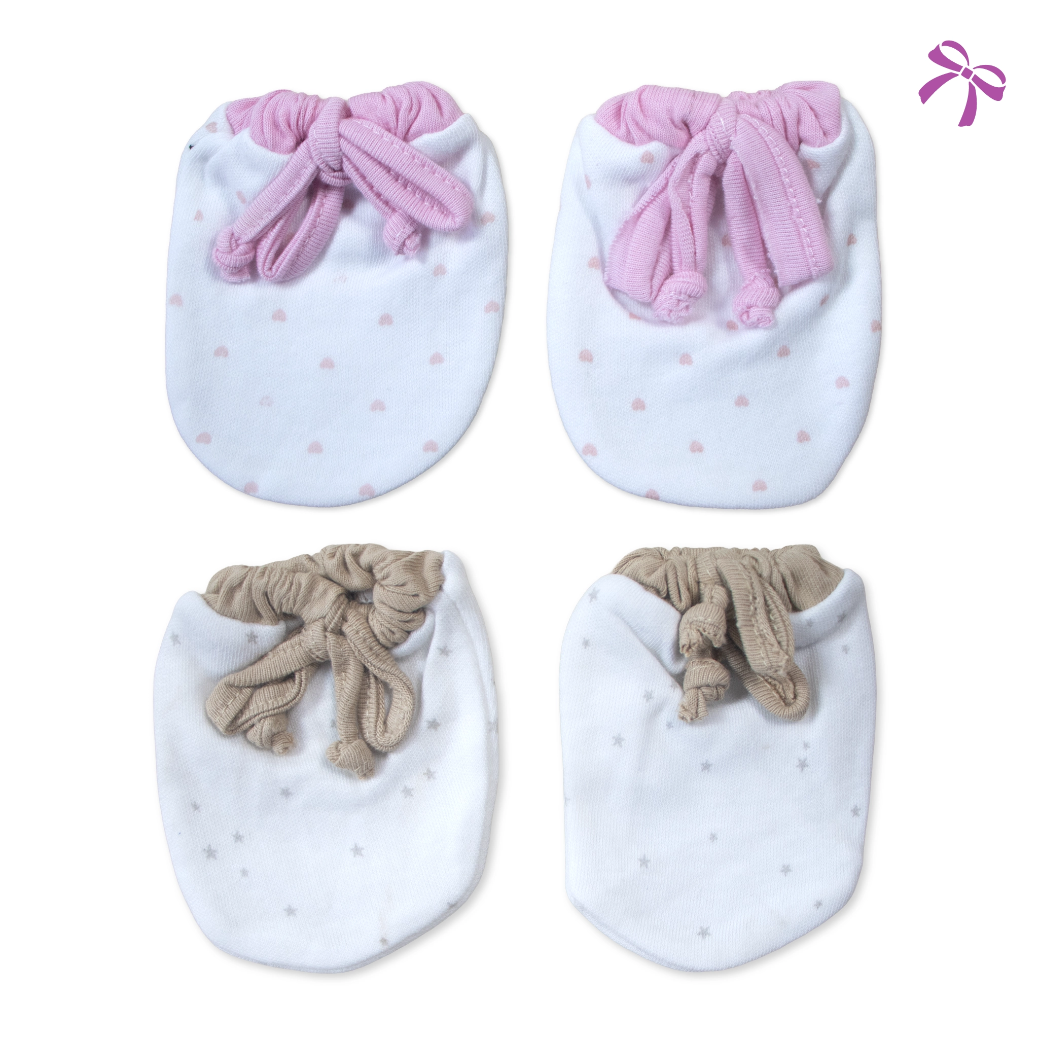 Ultra-Soft 100% Cotton Baby Mittens Set | Anti-Scratch Newborn Mittens (2-Pair Pack)