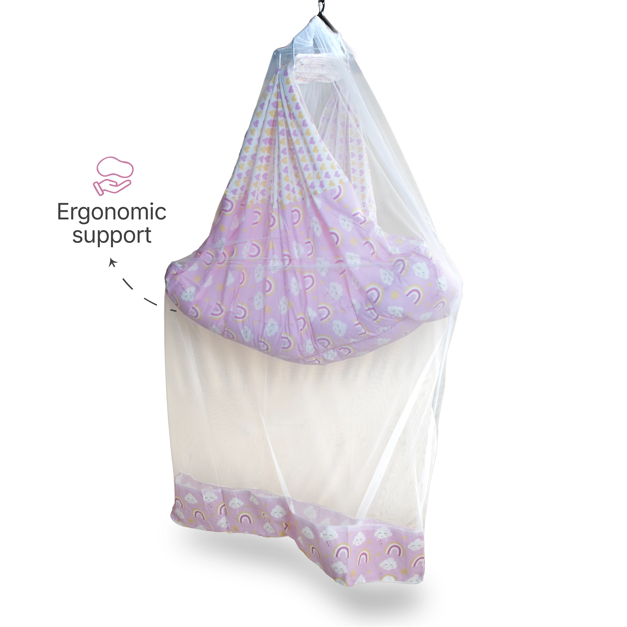 Premium Baby Hammock Cradle Combo | Attached Bed & Protective Mosquito Net