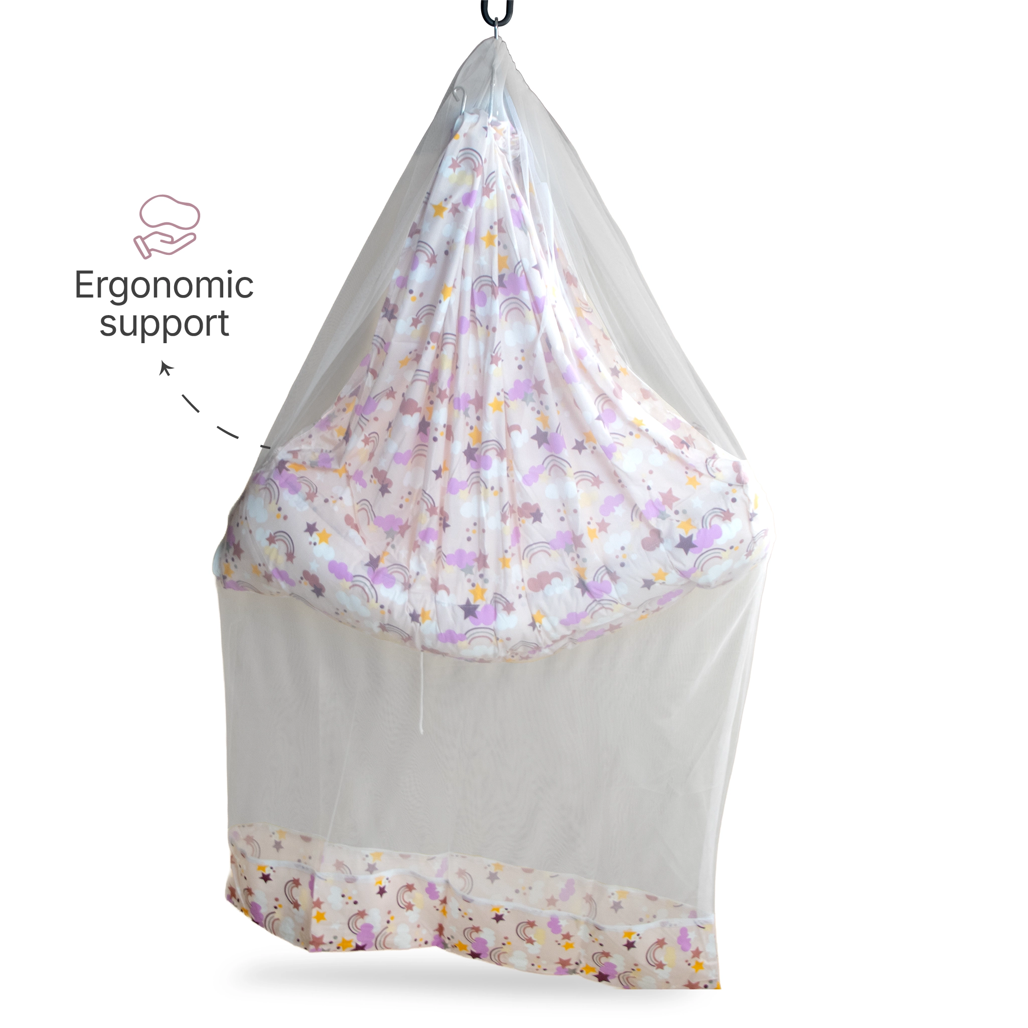 Premium Baby Hammock Cradle Combo | Attached Bed & Protective Mosquito Net