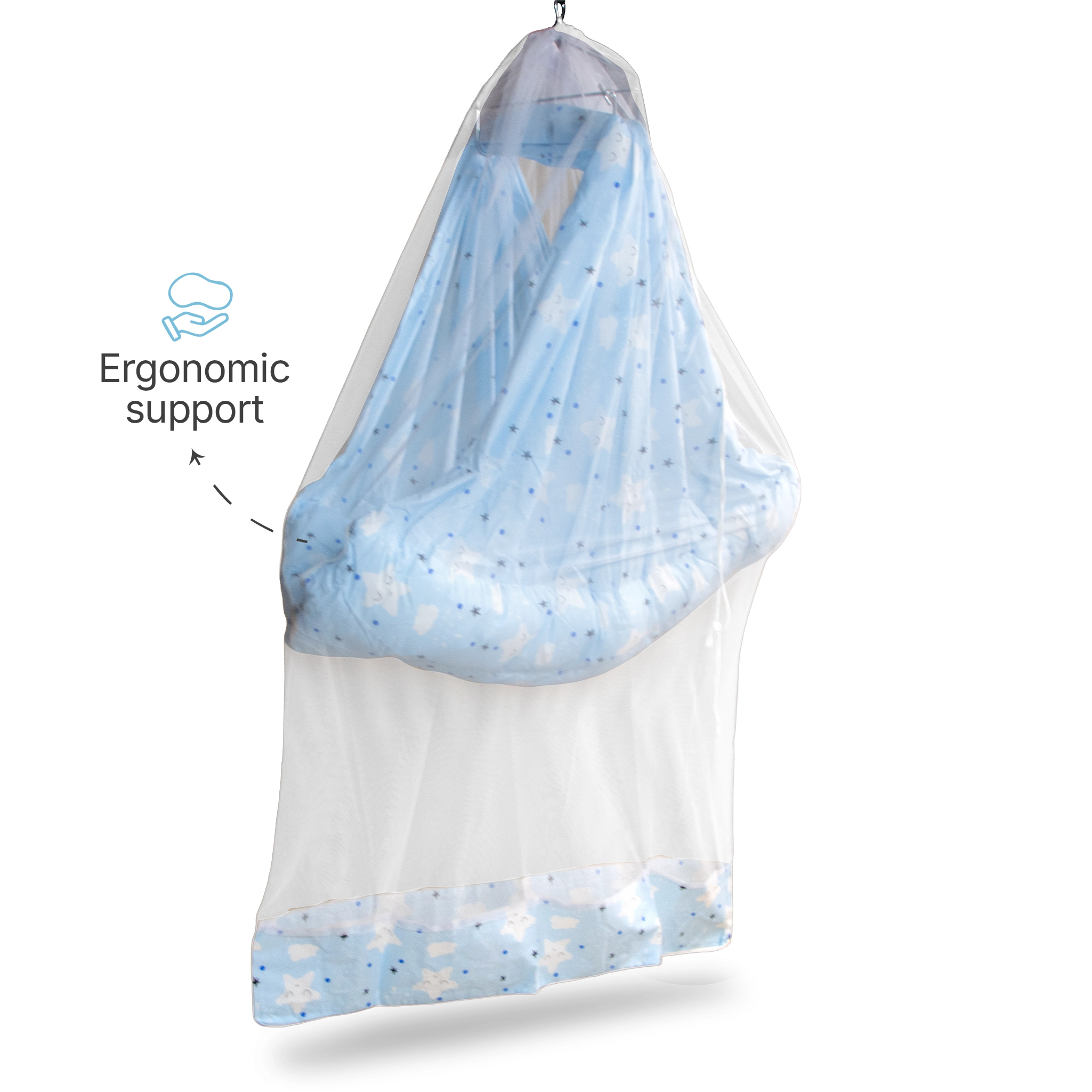 Premium Baby Hammock Cradle Combo | Attached Bed & Protective Mosquito Net