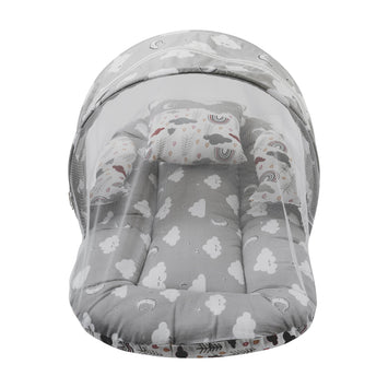 Kids Boon Premium Baby Mosquito Net Bed Set with Pillows | Portable Newborn Sleep Essential