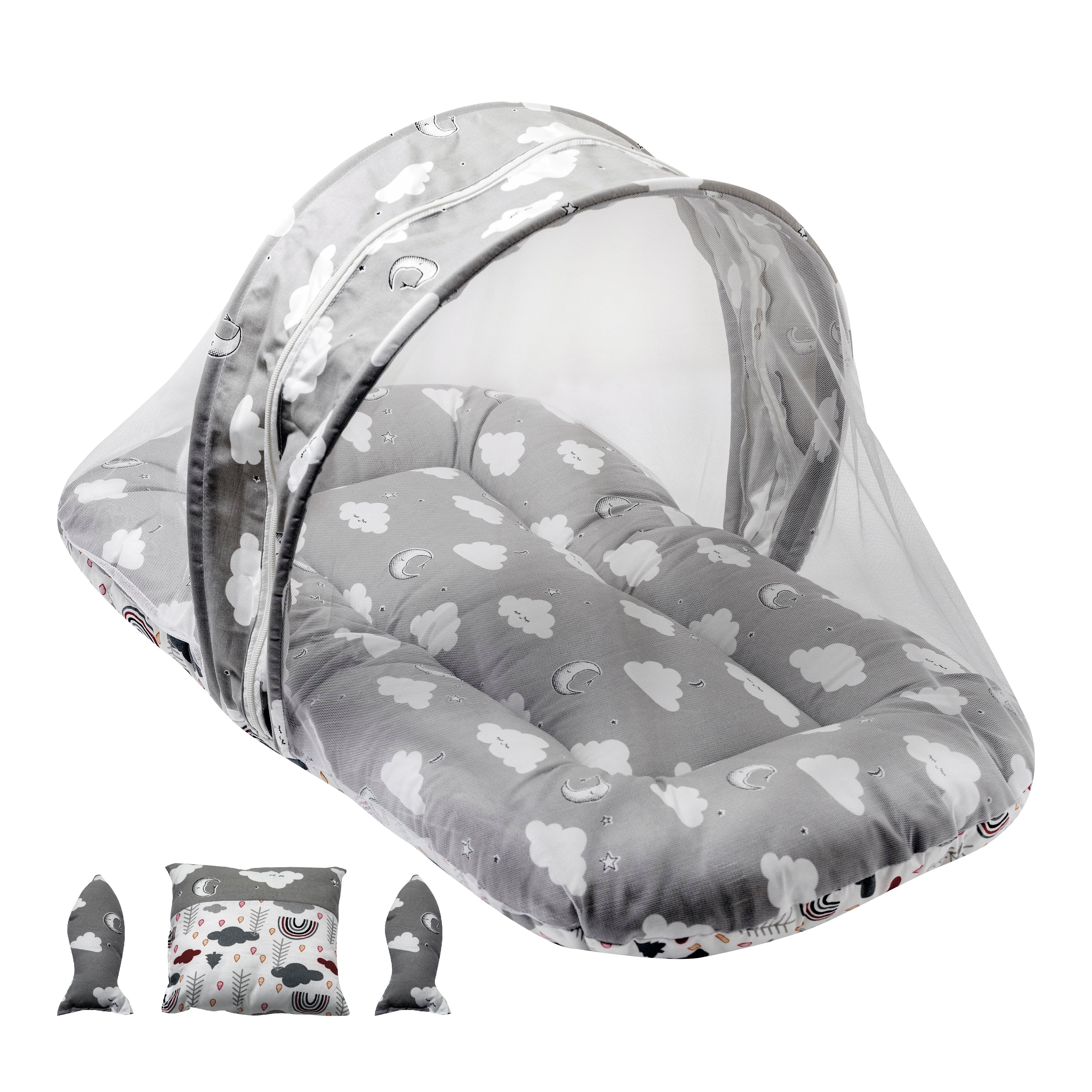 Kids Boon Premium Baby Mosquito Net Bed Set with Pillows | Portable Newborn Sleep Essential