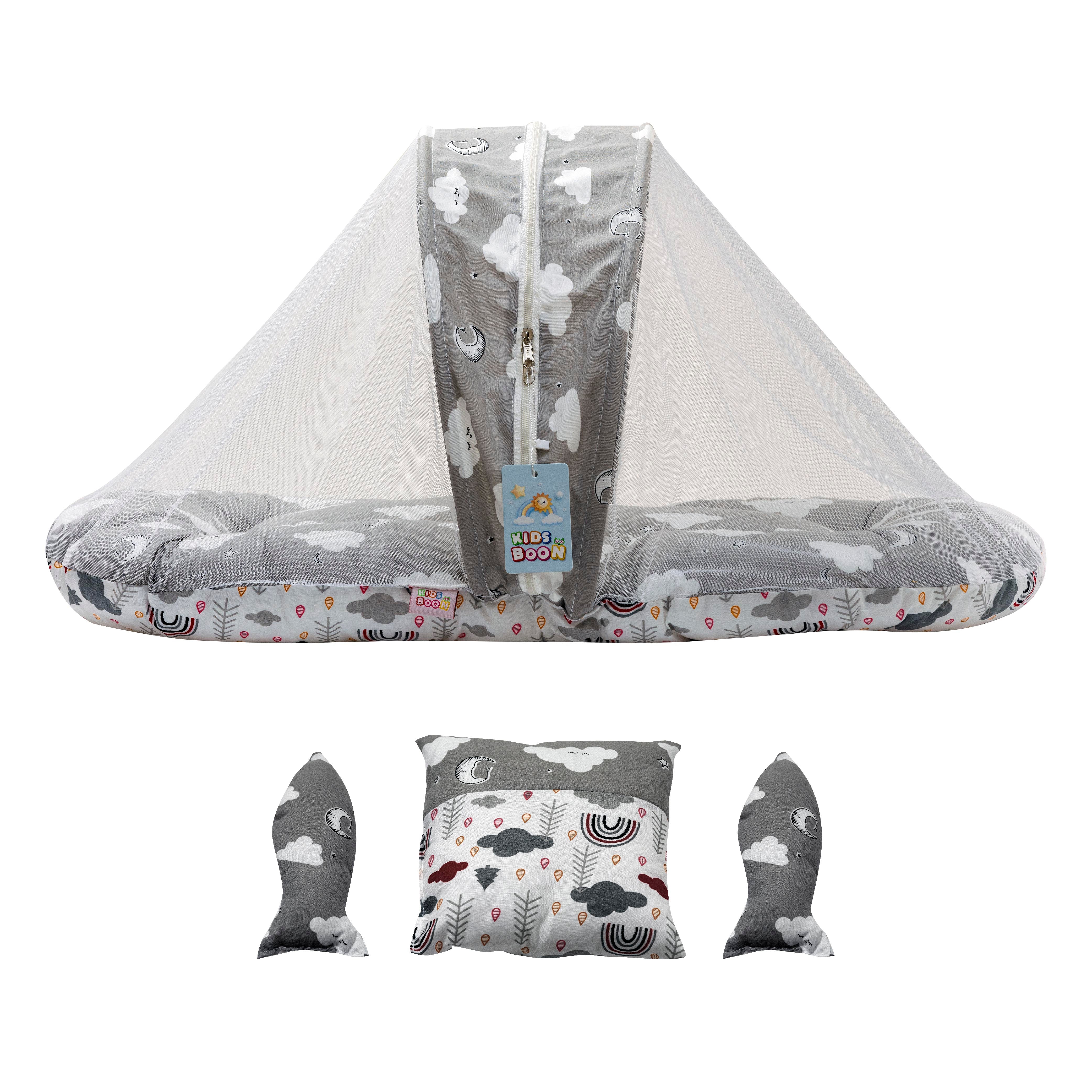 Kids Boon Premium Baby Mosquito Net Bed Set with Pillows | Portable Newborn Sleep Essential