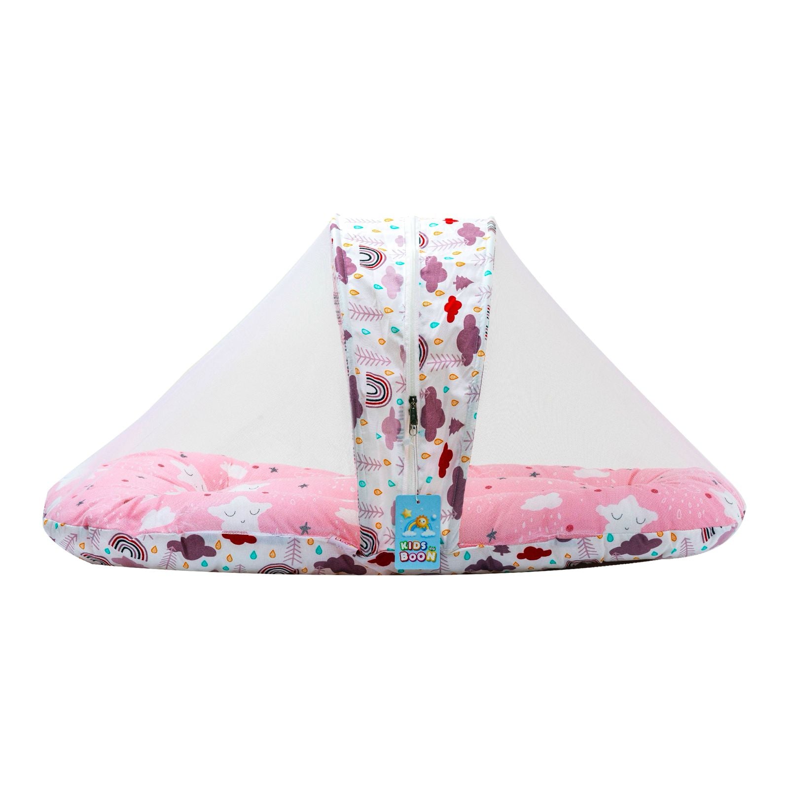 Premium Baby Mosquito Net Bed & Lounger Set | Portable Newborn Sleeper with Canopy & Pillows - Pink Dream Print