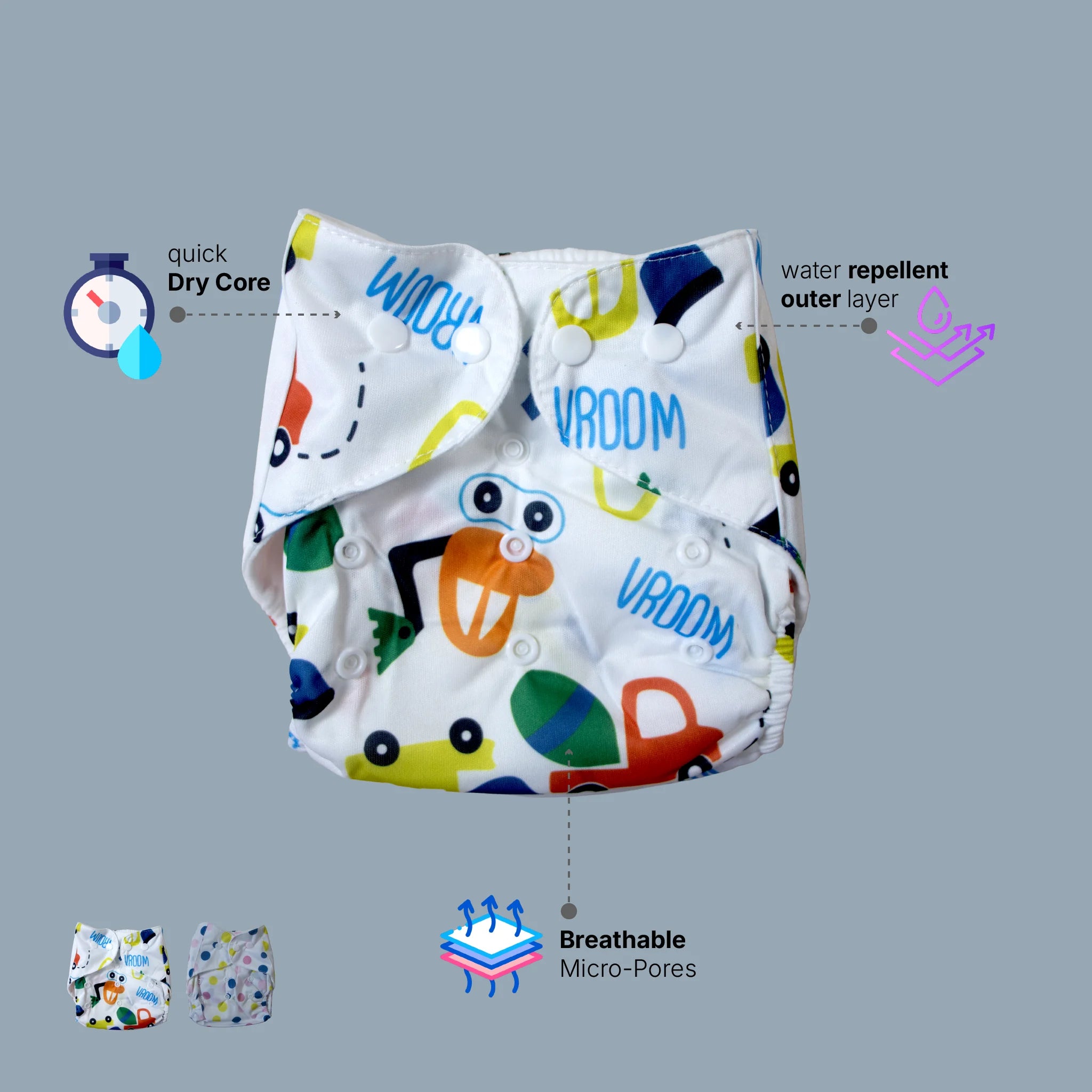 Reusable Cloth Diapers Pack of 2 with Insert Pads | Adjustable Washable Pocket Diapers for Baby, Infant, Toddler | Free Size Waterproof Cloth Diaper Combo