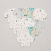 Unisex Baby 100% Pure Cotton Full Sleeve Front Open Jhabla Set (Pack of 10) - Size S (1 to 3 Months)