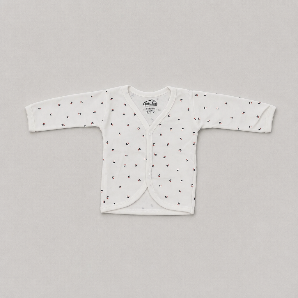Unisex Baby 100% Pure Cotton Full Sleeve Front Open Jhabla Set (Pack of 10) - Size S (1 to 3 Months)