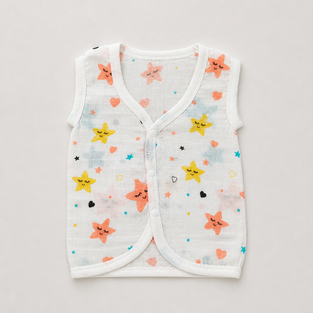 Unisex Baby 100% Pure Cotton Sleeveless Jhabla Vests – Pack of 10 (1 to 3 Months, Size S)