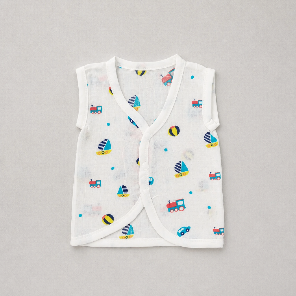 Unisex Baby 100% Pure Cotton Sleeveless Jhabla Vests – Pack of 10 (1 to 3 Months, Size S)