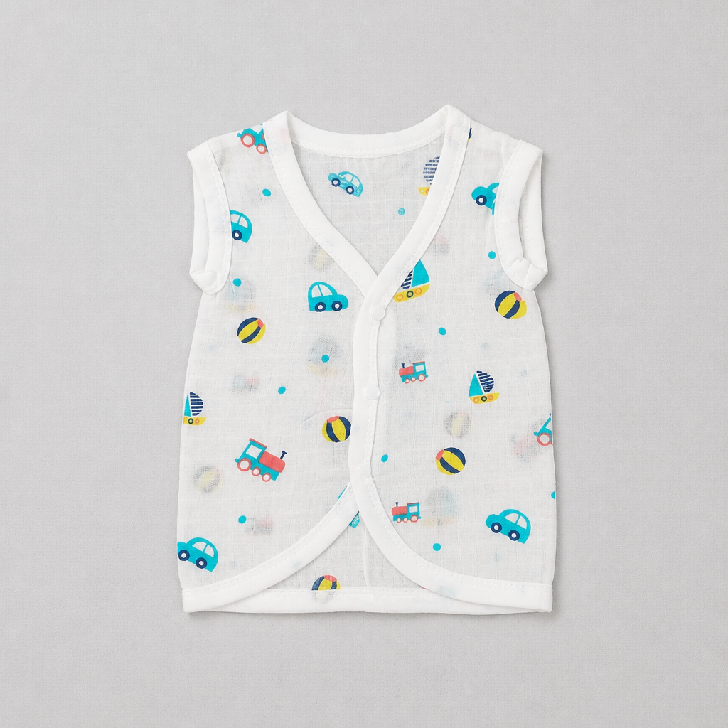 Unisex Baby 100% Pure Cotton Sleeveless Jhabla Vests – Pack of 10 (1 to 3 Months, Size S)