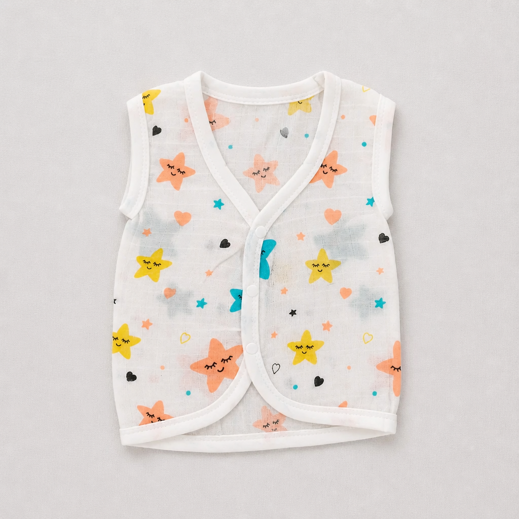 Unisex Baby 100% Pure Cotton Sleeveless Jhabla Vests – Pack of 10 (1 to 3 Months, Size S)