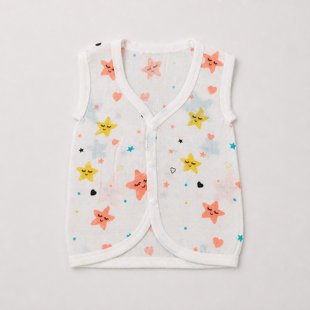 Unisex Baby 100% Pure Cotton Sleeveless Jhabla Vests – Pack of 10 (1 to 3 Months, Size S)