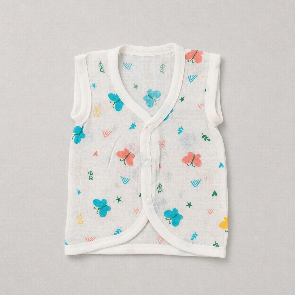 Unisex Baby 100% Pure Cotton Sleeveless Jhabla Vests – Pack of 10 (1 to 3 Months, Size S)