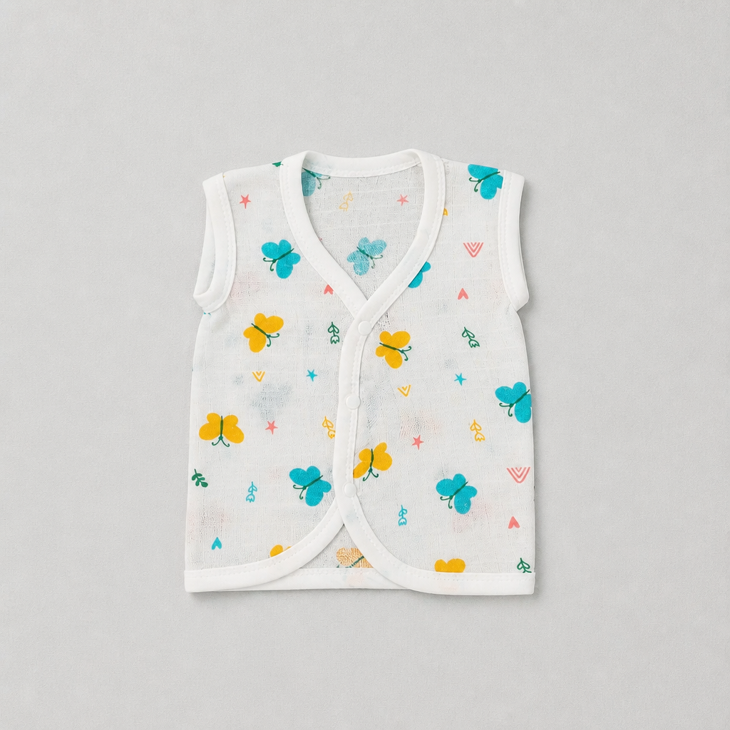 Unisex Baby 100% Pure Cotton Sleeveless Jhabla Vests – Pack of 10 (1 to 3 Months, Size S)