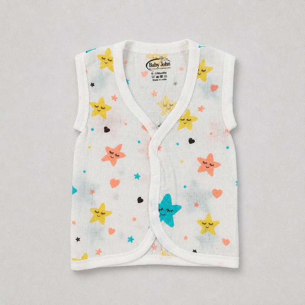 Unisex Baby 100% Pure Cotton Sleeveless Jhabla Vests – Pack of 10 (1 to 3 Months, Size S)