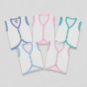 Unisex Baby 100% Pure Cotton Sleeveless Jhabla V-Neck Vests (Pack of 5) - Size Small (1-3 Months)