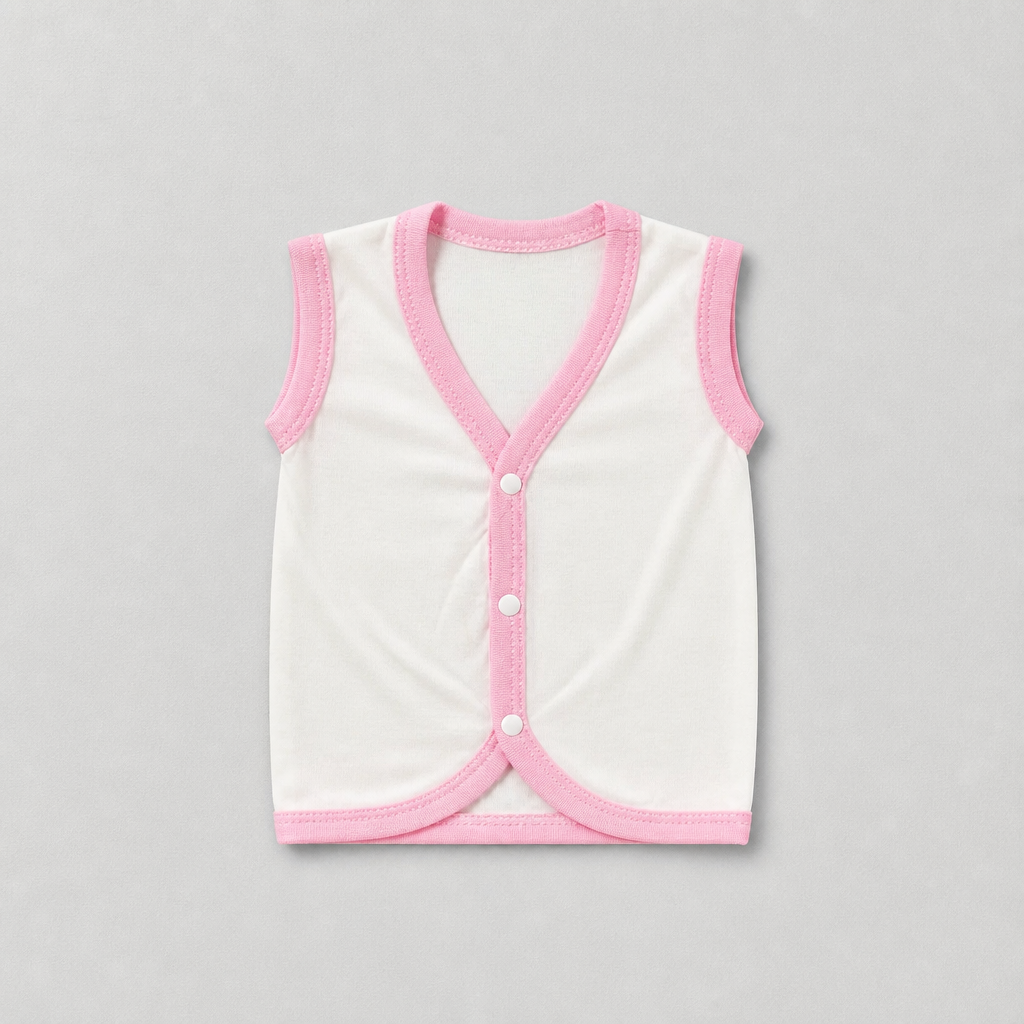 Unisex Baby 100% Pure Cotton Sleeveless Jhabla V-Neck Vests (Pack of 5) - Size Small (1-3 Months)